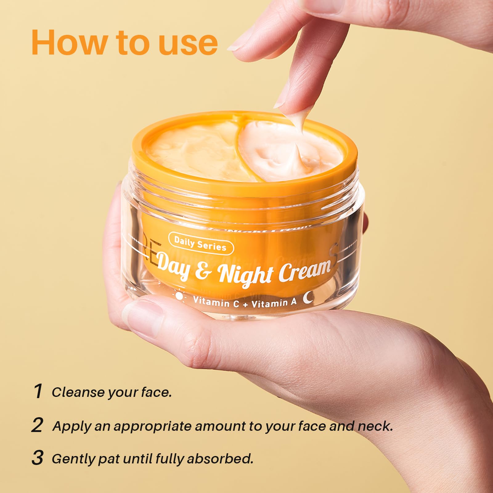 SPODARE Day/Night Cream Set — Vitamin C Day Gel + Vitamin A Night Cream for All Skin Types