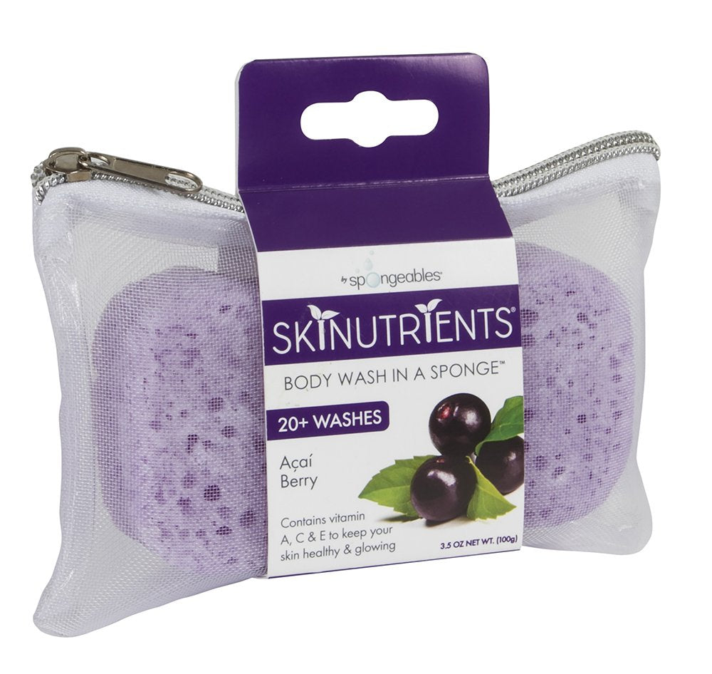 Spongeables Acai Berry Body Wash Sponge – 20+ Wash, 3 Count