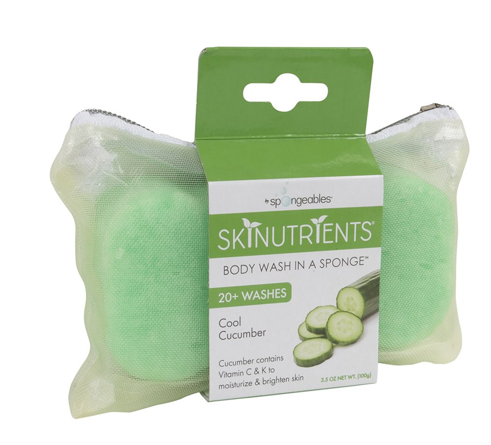 Spongeables Body Wash in a 20+ Wash Sponge — Cool Cucumber, 3 Count