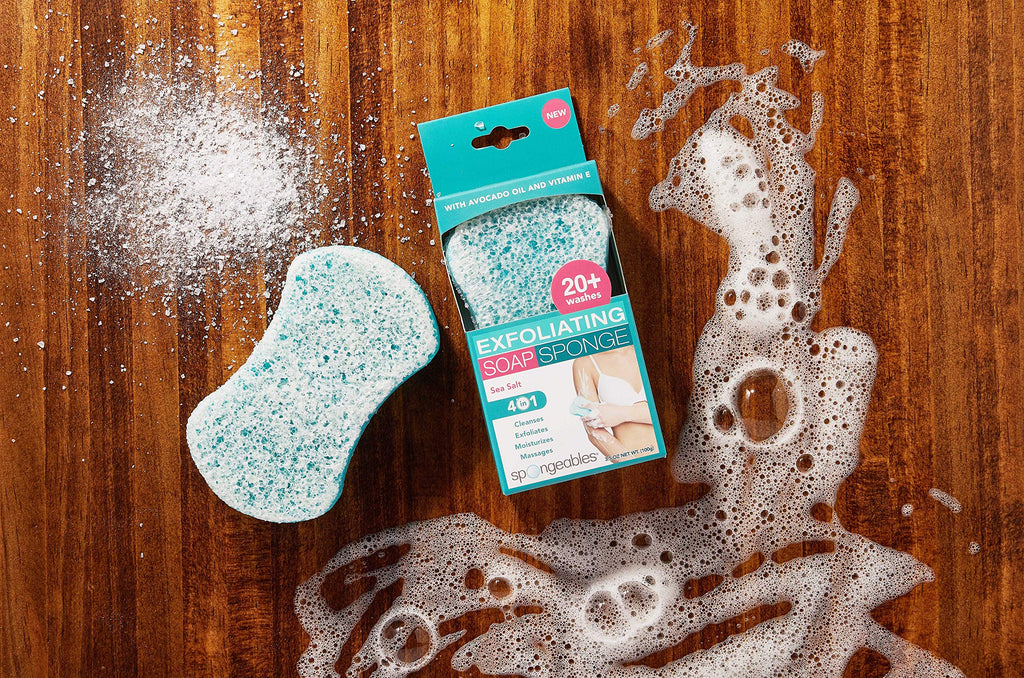 Spongeables Sea Salt Body Wash Sponge – 20+ Wash, 3 Count | Paraben-Free & Vegan
