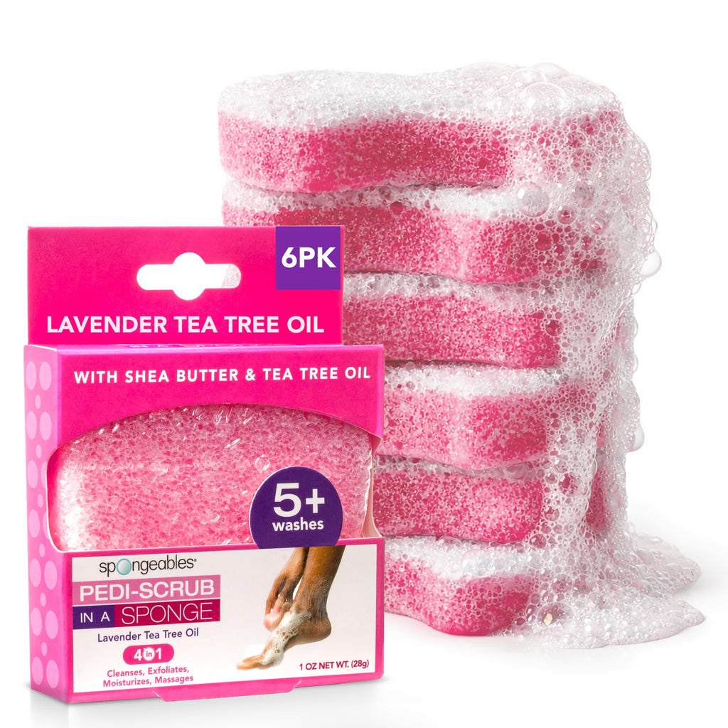Spongeables Pedi Scrub Foot Exfoliating Sponge – Lavender, 6 Count