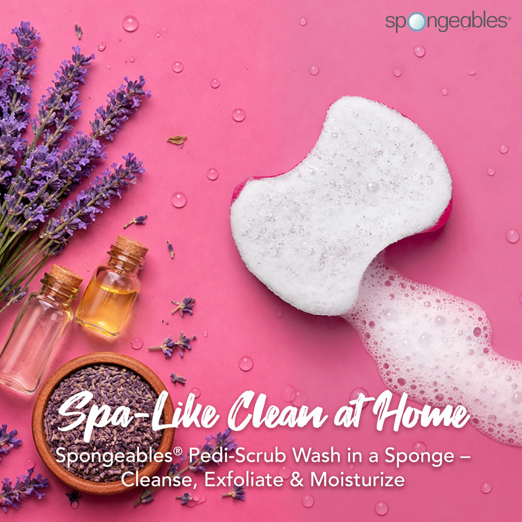 Spongeables Pedi Scrub Foot Exfoliating Sponge – Lavender, 6 Count