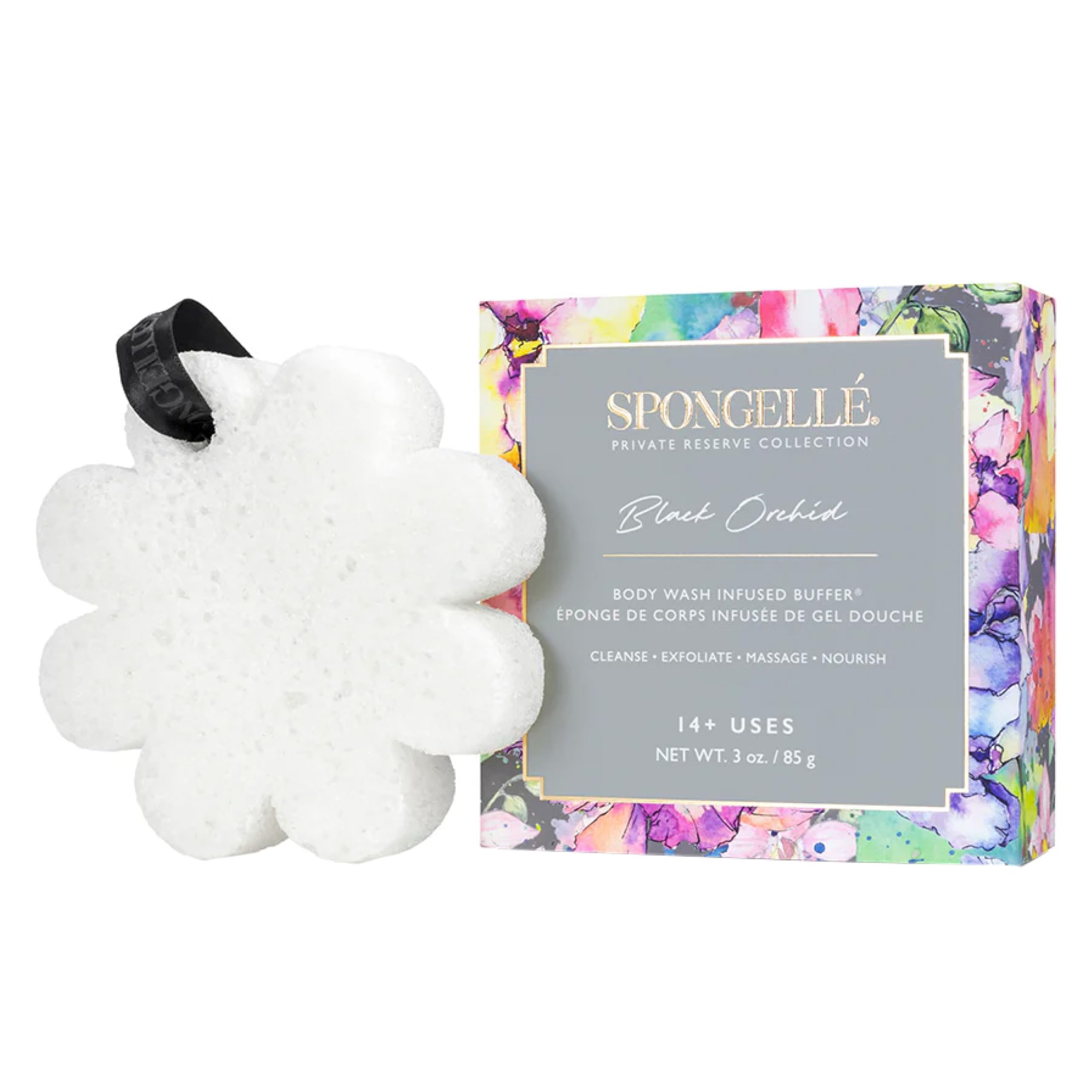 SPONGELLÉ Black Orchid Buffer – Built-In Body Wash & Exfoliating Buffer