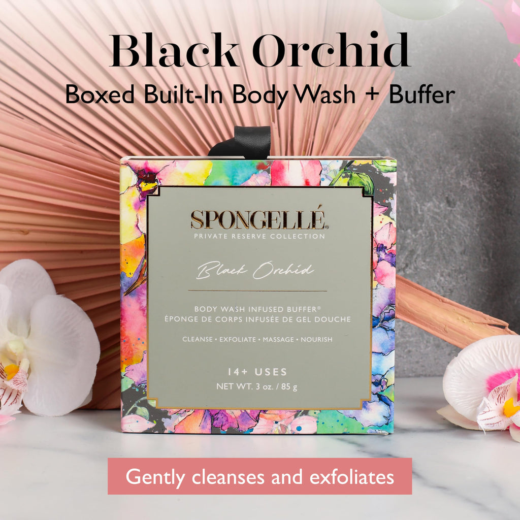 SPONGELLÉ Black Orchid Buffer – Built-In Body Wash & Exfoliating Buffer