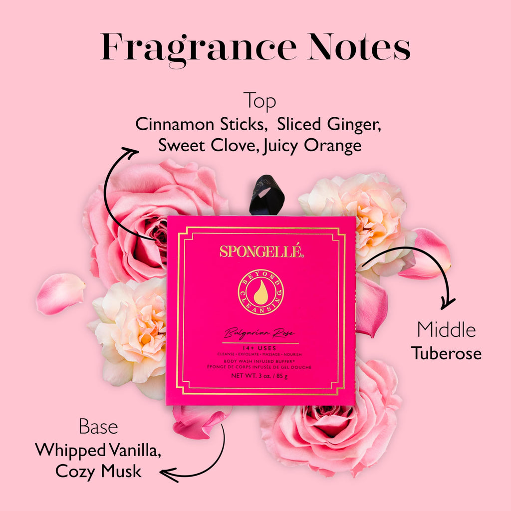 SPONGELLÉ Bulgarian Rose Wild Flower Buffer – Built-In Wash & Exfoliator | 14+ Uses