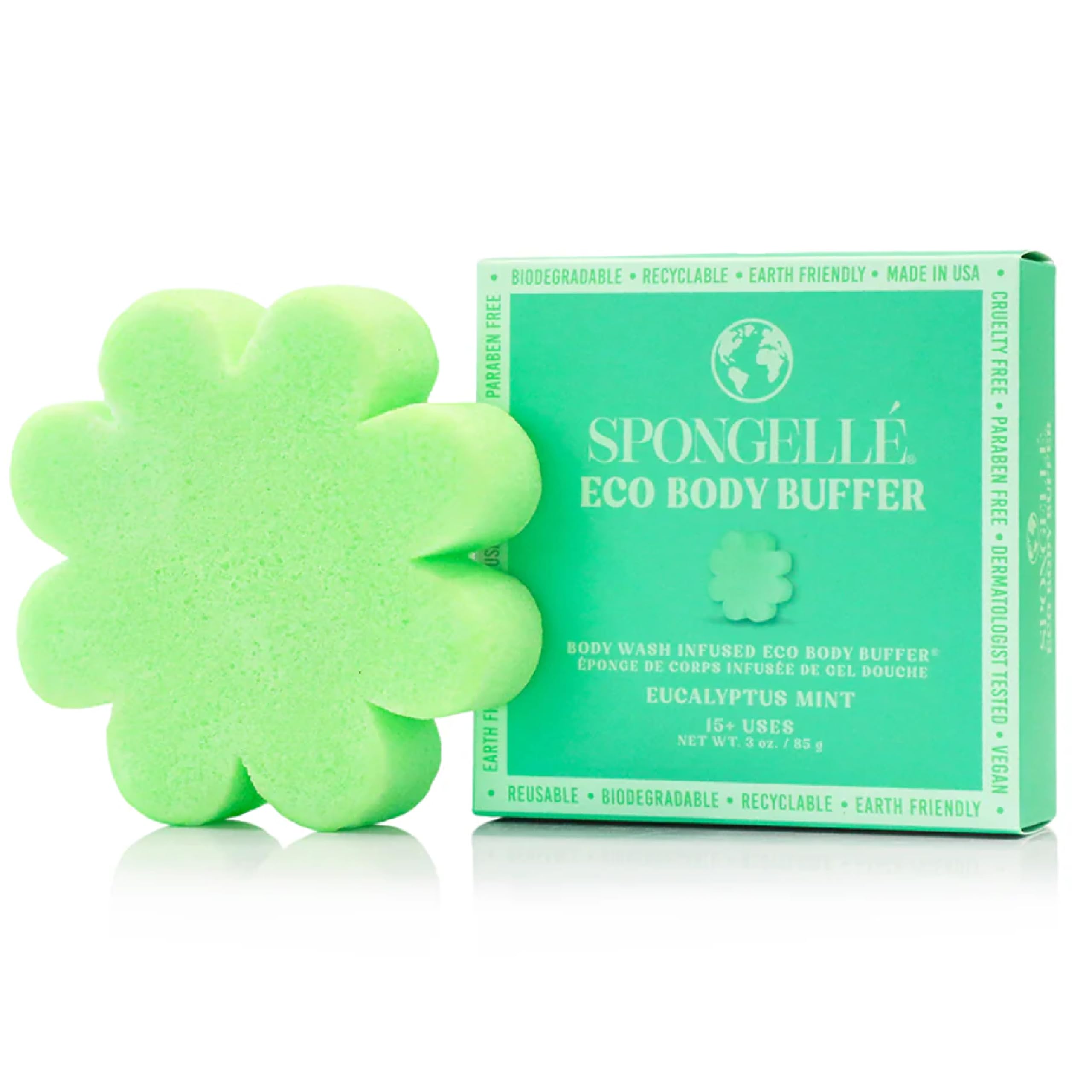 Spongellé Eucalyptus Mint Eco Body Buffer – Biodegradable, Vegan, Dermatologist-Tested, Made in USA