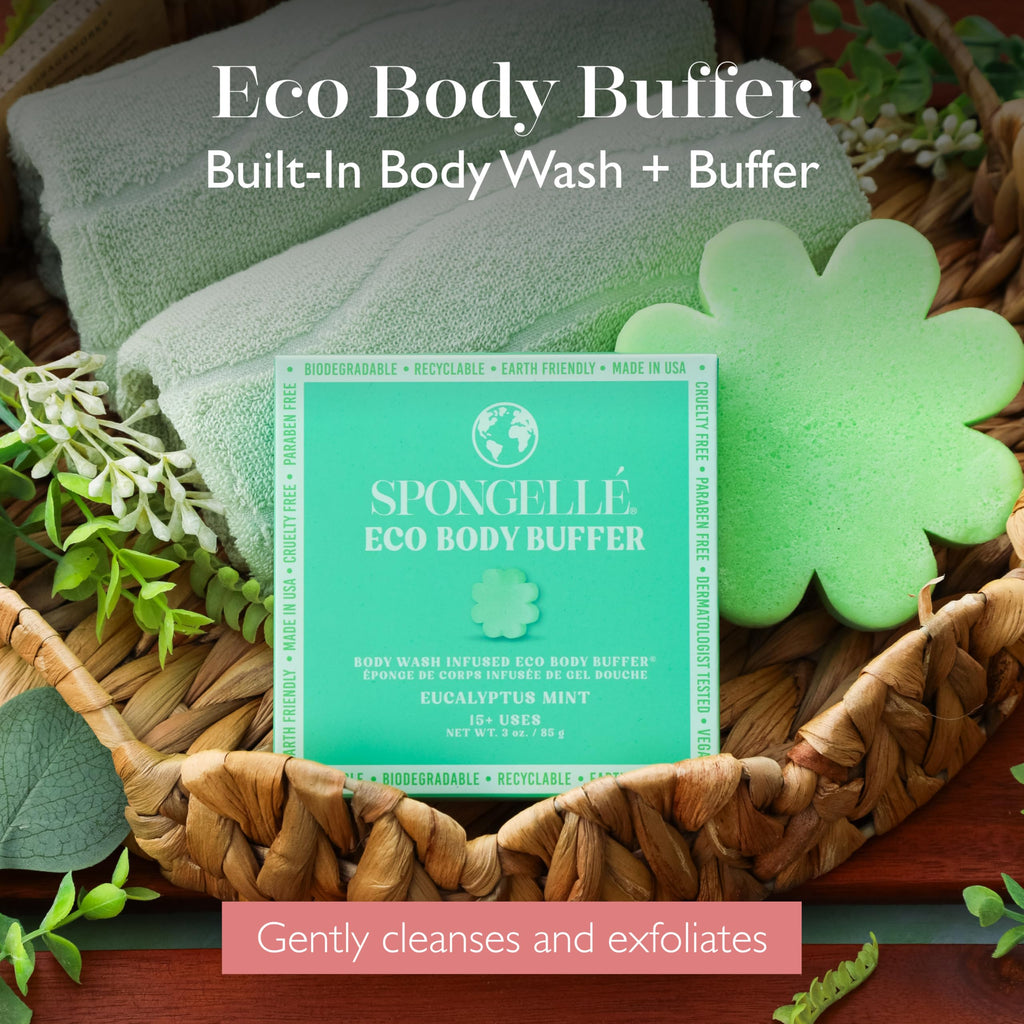 Spongellé Eucalyptus Mint Eco Body Buffer – Biodegradable, Vegan, Dermatologist-Tested, Made in USA