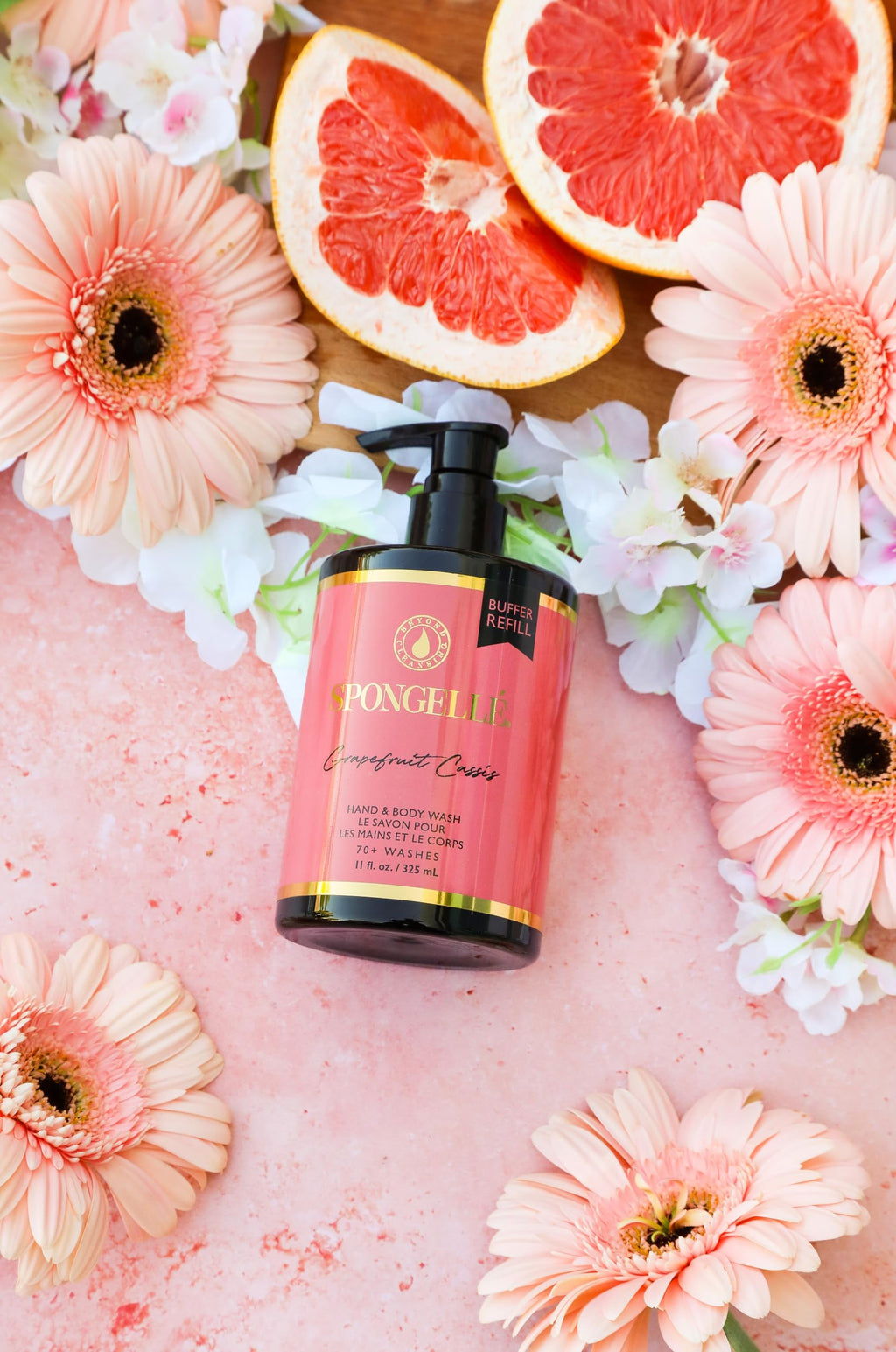Spongelle Grapefruit Cassis Refill Hand & Body Wash | Nourishing Luxury Soap | Zesty Grapefruit, Cassis & Vanilla | 11 fl. oz.
