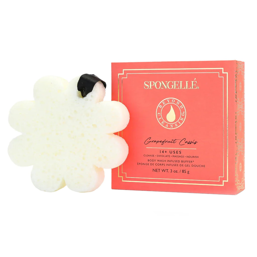SPONGELLÉ Grapefruit Cassis Wild Flower Loofah Buffer – Built-In Wash & Exfoliator