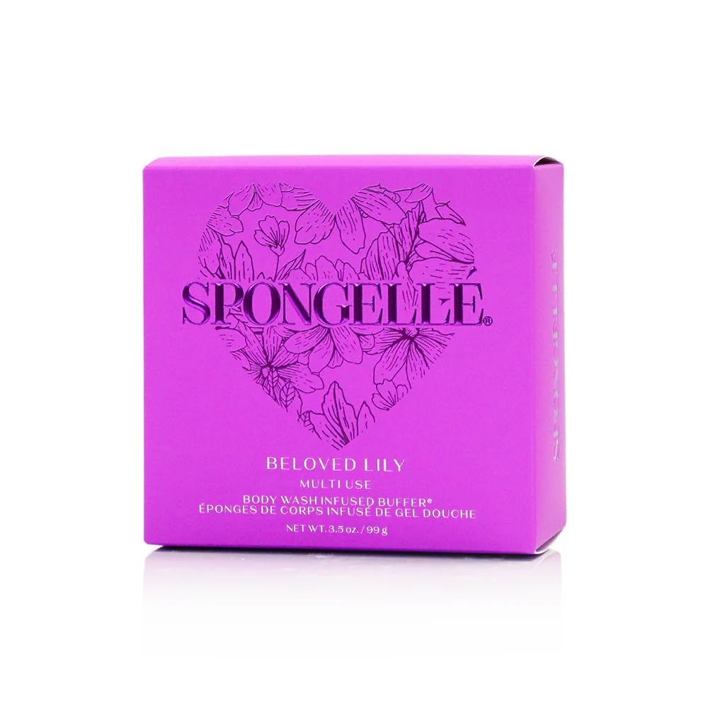 Spongellé Lily Heart Buffer – Exfoliating Sponge & Body Wash Gift Set