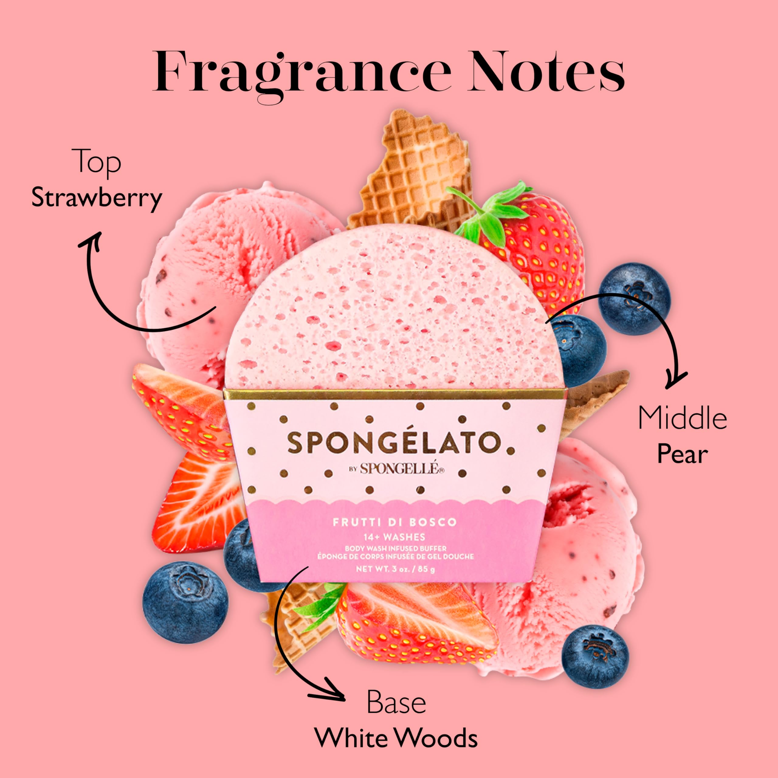 Spongellé Spongelato Loofah Exfoliating Body Scrubber | Gelato-Inspired Bath Buffer