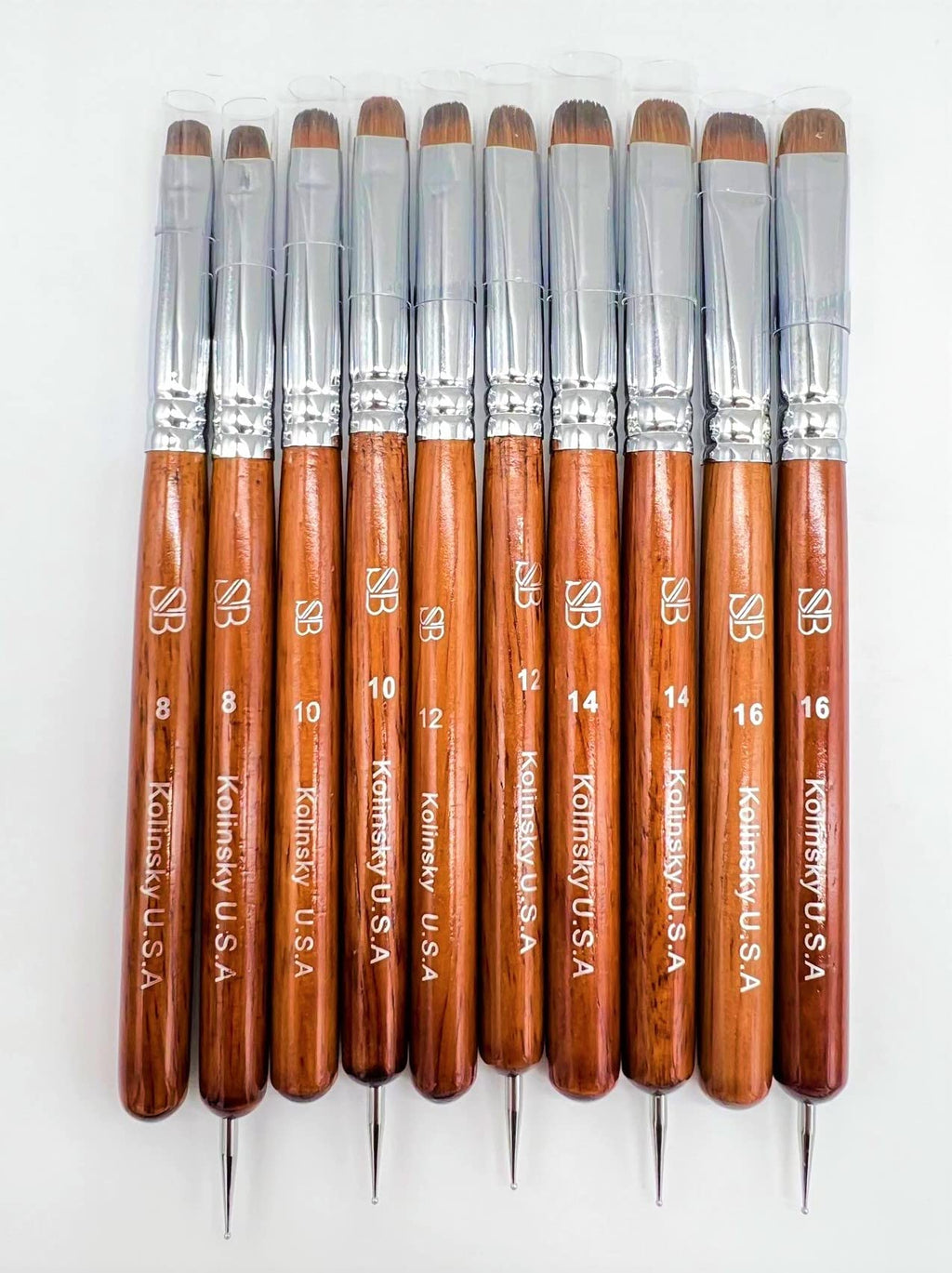 Spontaneous Beauty Premium Kolinsky French Brush Size 12 with Dotting Tool – Wood Handle