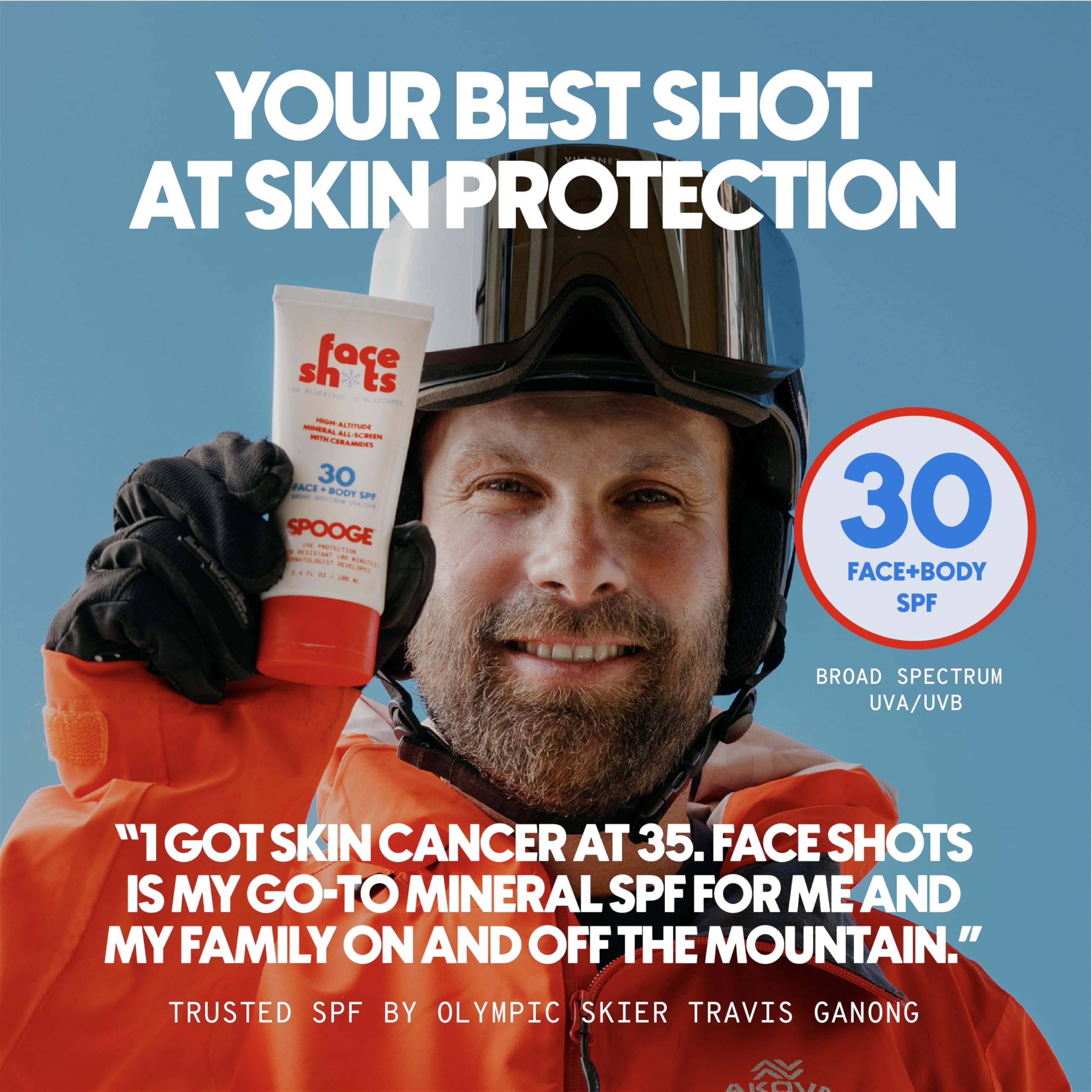 Face Shots SPF 30 Mineral Ski Sunscreen by SPOOGE – Mountain Protection