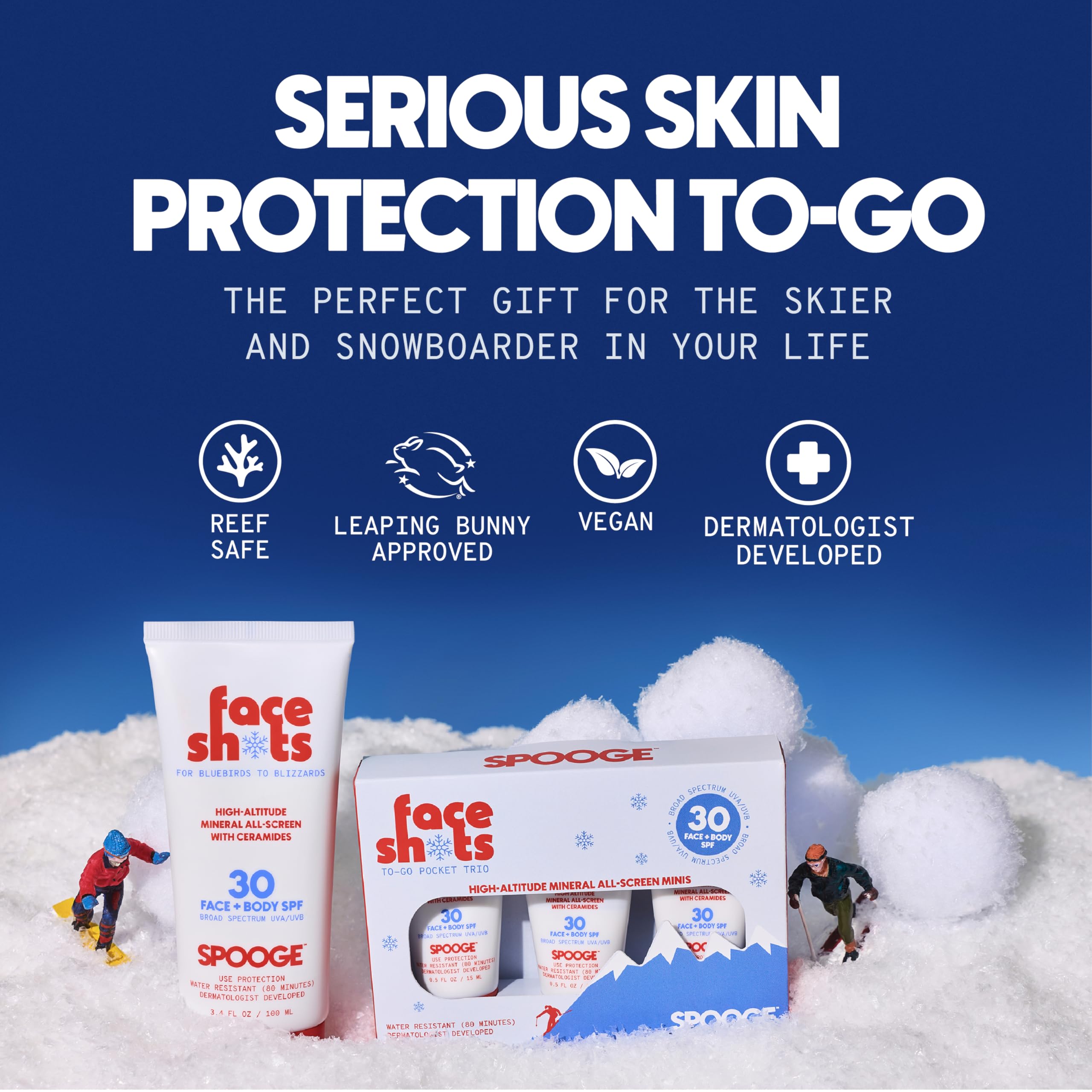 Face Shots SPF 30 Mineral Ski Sunscreen by SPOOGE – Mountain Protection