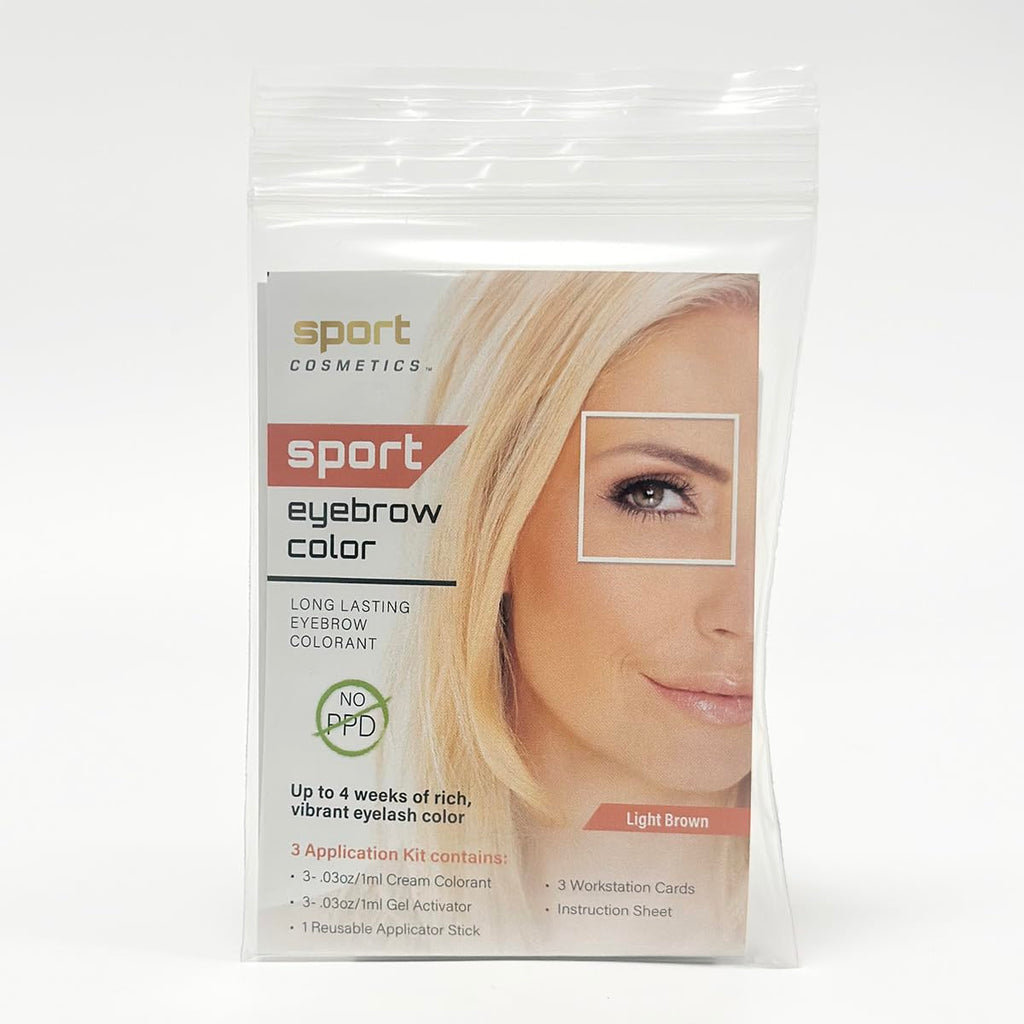 Sport Cosmetics Eyebrow Color – 3-Application Kit, Light Brown