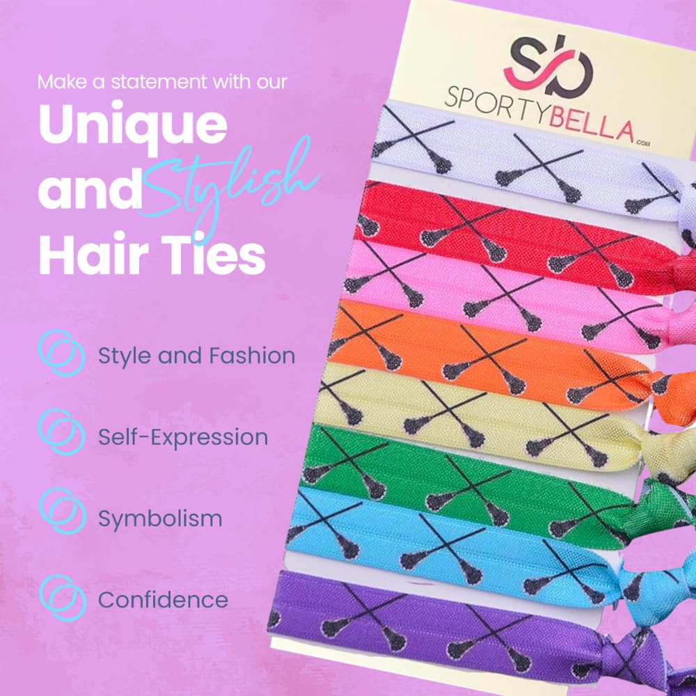 Infinity Collection Lacrosse Hair Ties for Girls — No-Crease Ponytail Elastics (8 pcs) by SPORTYBELLA, Pack of 2