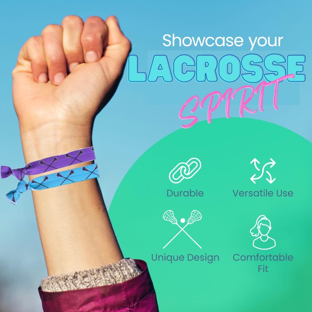Infinity Collection Lacrosse Hair Ties for Girls — No-Crease Ponytail Elastics (8 pcs) by SPORTYBELLA, Pack of 2