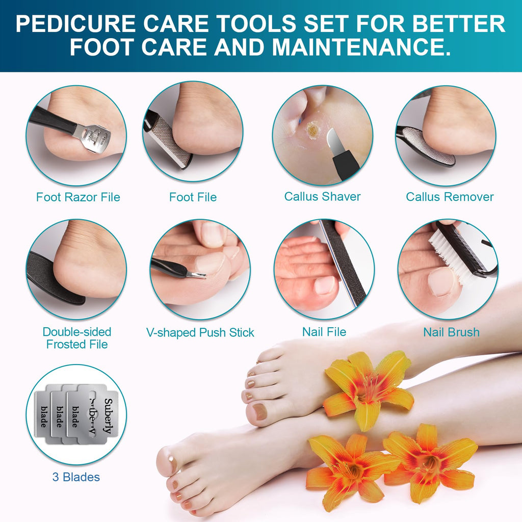 Spriaq Electric Callus Remover for Feet – 16-in-1 Rechargeable Pedicure Kit (Blue)