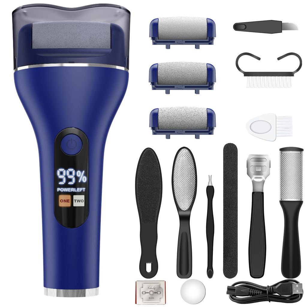 Spriaq Electric Callus Remover for Feet – 16-in-1 Rechargeable Pedicure Kit (Blue)