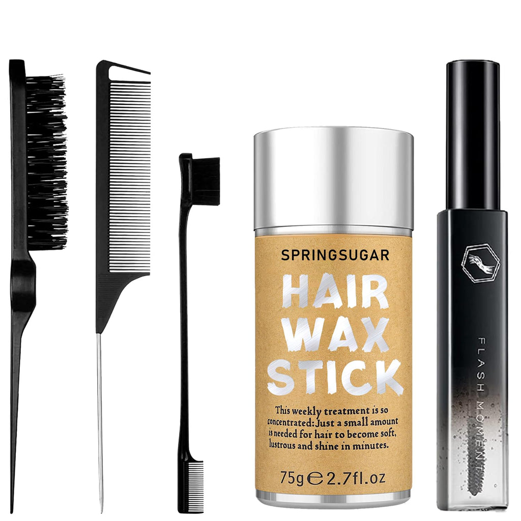 SPRINGSUGAR 5 Pcs Hair Wax Stick Set for Flyaways | Strong Hold, Edge Control & Styling Tools for Women