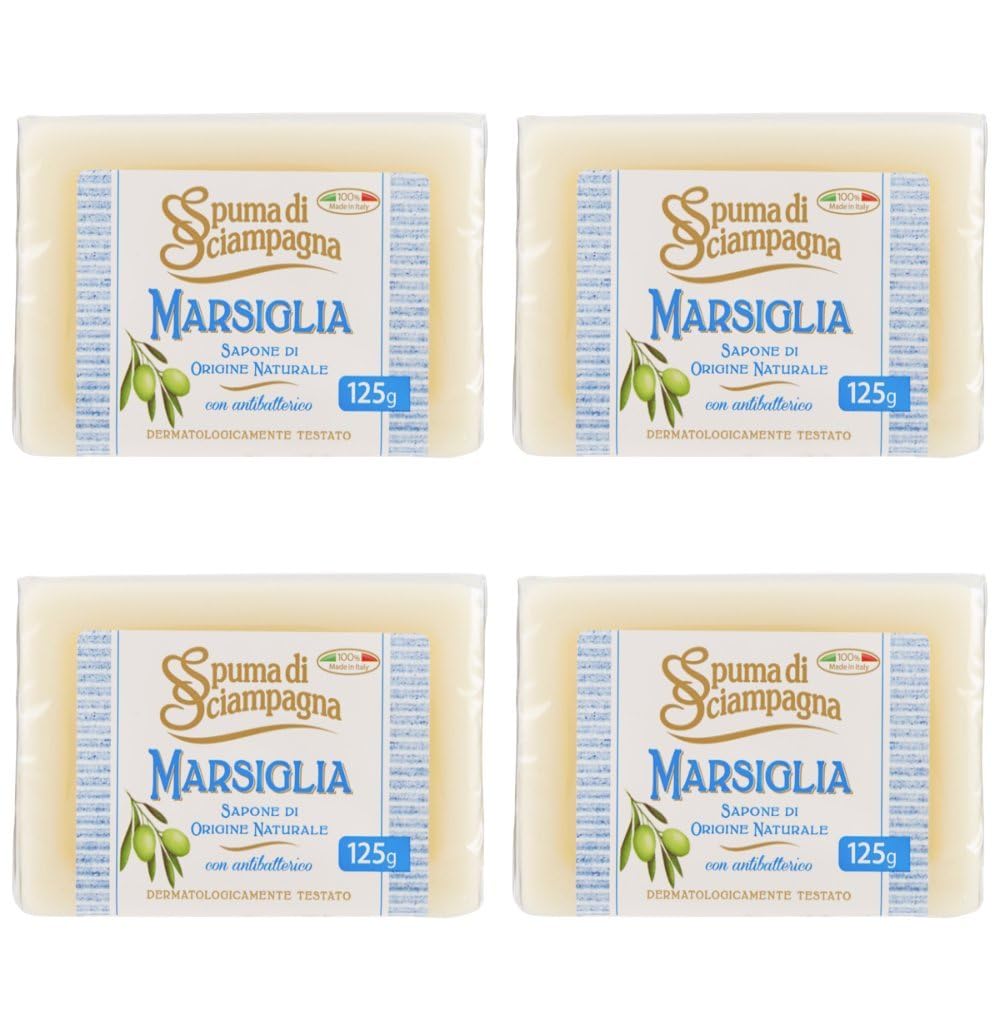 Spuma di Sciampagna Marsiglia Antibacterial Natural Soap — 4 Bars (125 g)