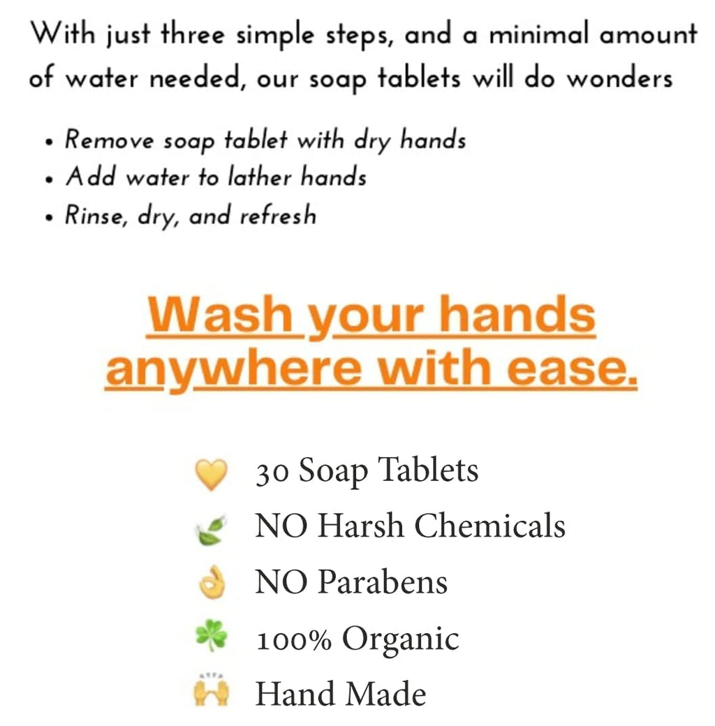SqueakyClean Soap Tablets – 30 Tabs in Tin (Charcoal, Orange, Lavender) – Travel Pack