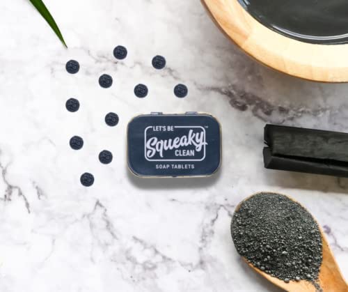 SqueakyClean Soap Tablets – 30 Tabs in Tin (Charcoal, Orange, Lavender) – Travel Pack
