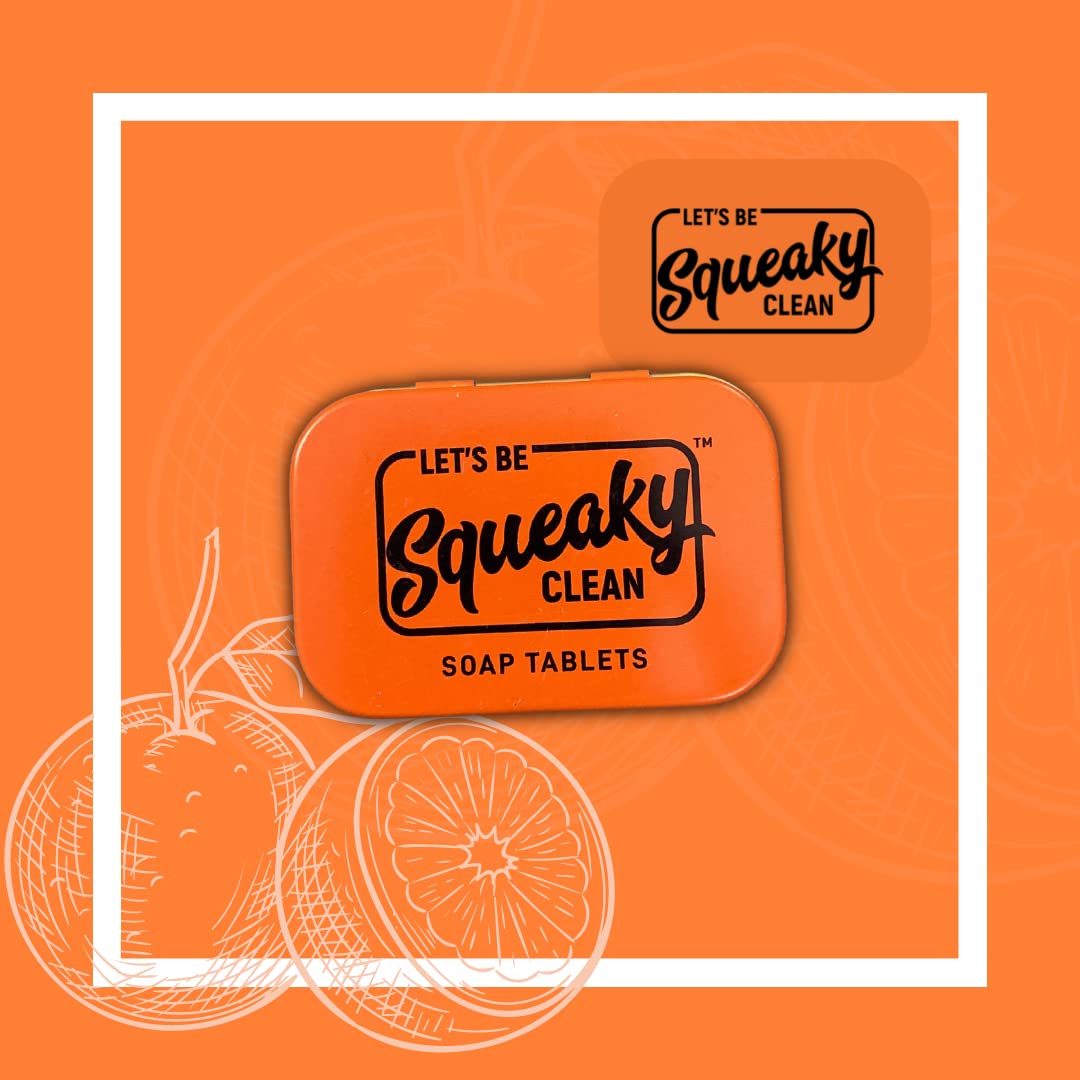 SqueakyClean Soap Tablets – 30 Tabs in Tin (Charcoal, Orange, Lavender) – Travel Pack