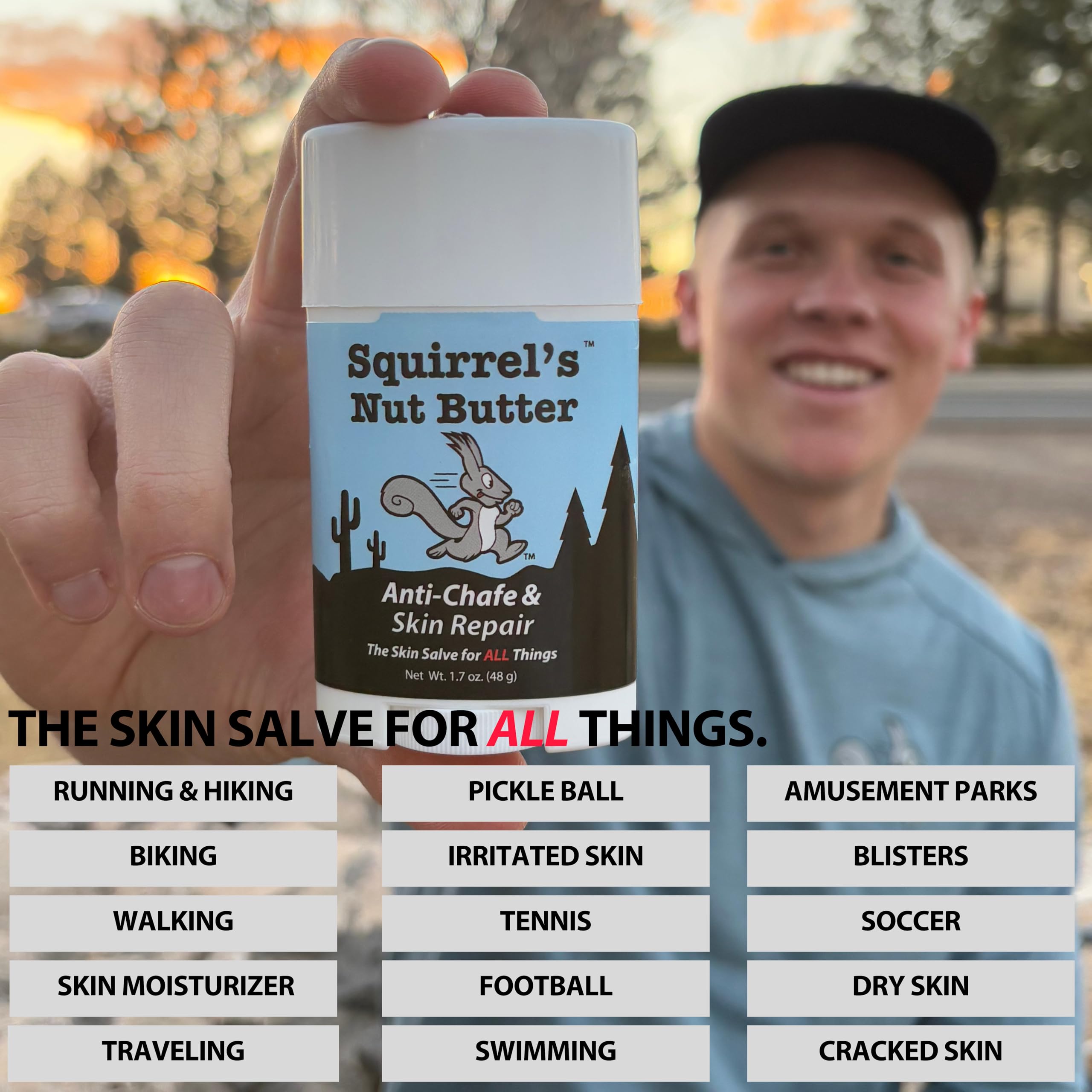 Squirrel's Nut Butter Anti Chafe Stick with Peppermint & Tea Tree | All-Natural Chafing Relief for Athletes | 1.7 oz
