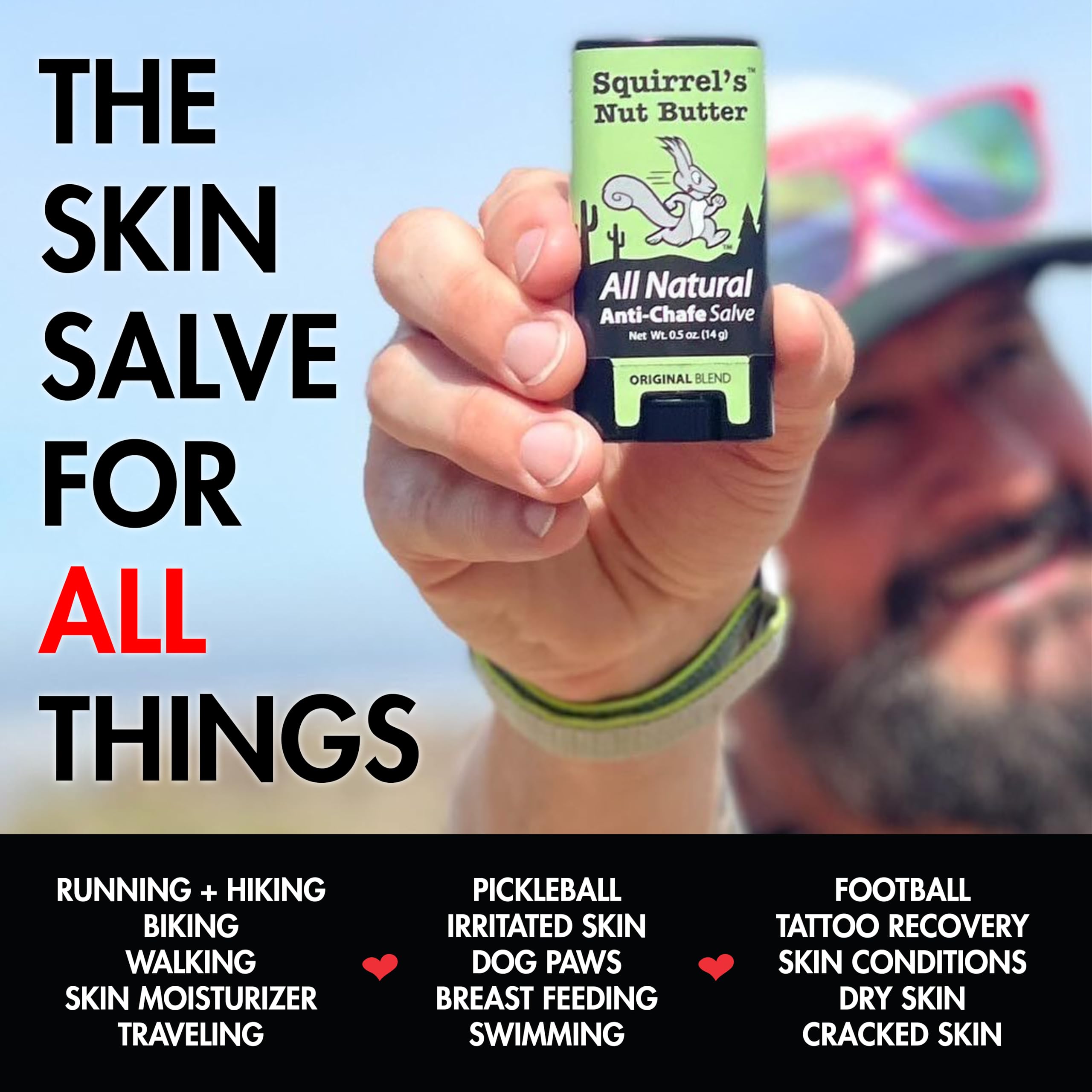 Squirrel's Nut Butter Anti Chafing Stick – All-Natural Skin Care for Athletes & Adventurers | 1.7 oz