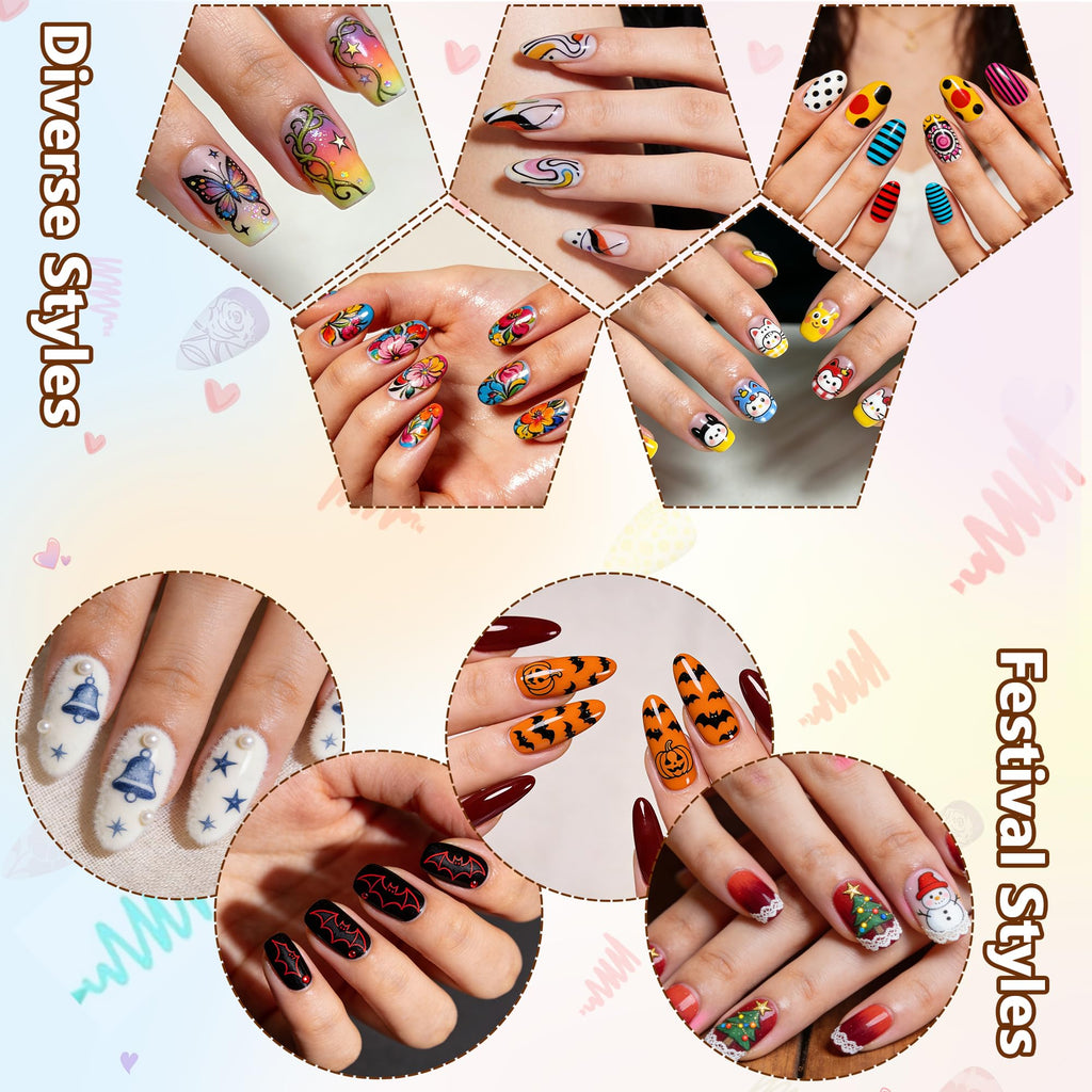 SRIOIO Nail Art Pens Set – 12 Colors, 0.5mm Fine Tip for DIY Nail Art