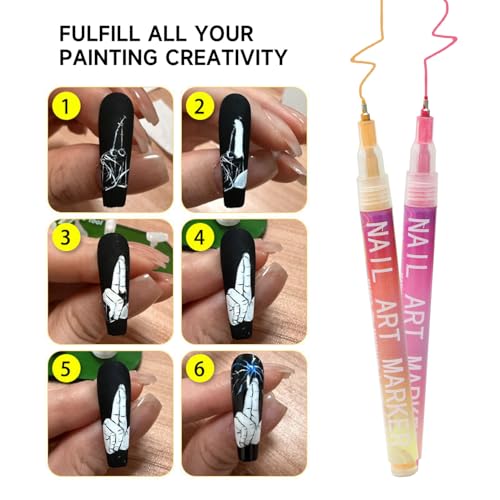 SRIOIO Nail Art Pens Set – 12 Colors, 0.5mm Fine Tip for DIY Nail Art