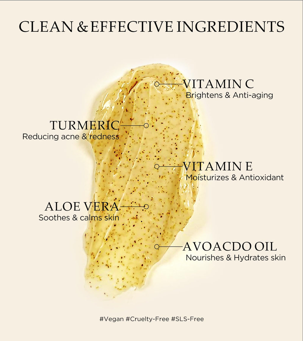 Srripo Revitalizing Exfoliation Face Scrub with Vitamin C & Turmeric | Gentle Daily Facial Polish
