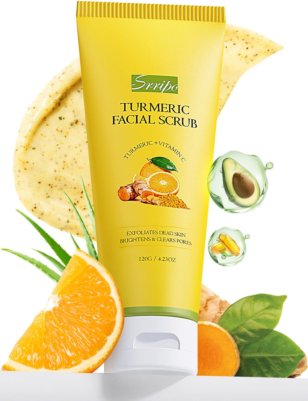 Srripo Revitalizing Exfoliation Face Scrub with Vitamin C & Turmeric | Gentle Daily Facial Polish