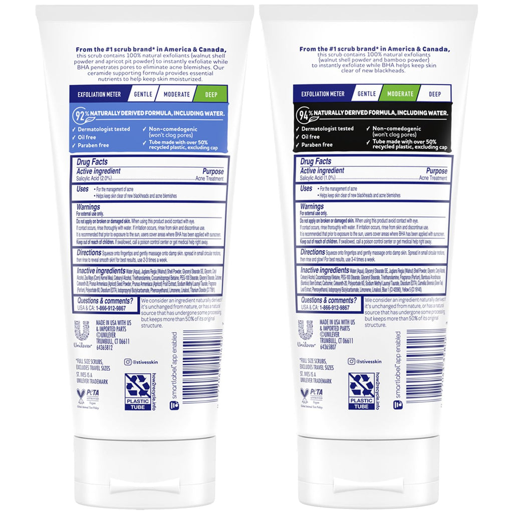 St. Ives Facial Scrub Variety 2-Pack – Apricot & Green Tea Exfoliants, 6 oz Each