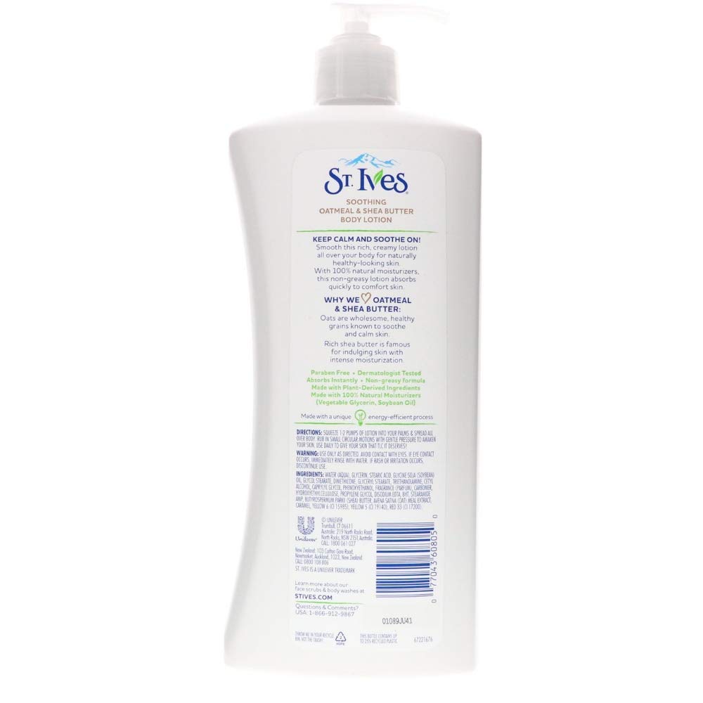 St. Ives Body Lotion – Oatmeal & Shea Butter, 21 oz (Pack of 4)