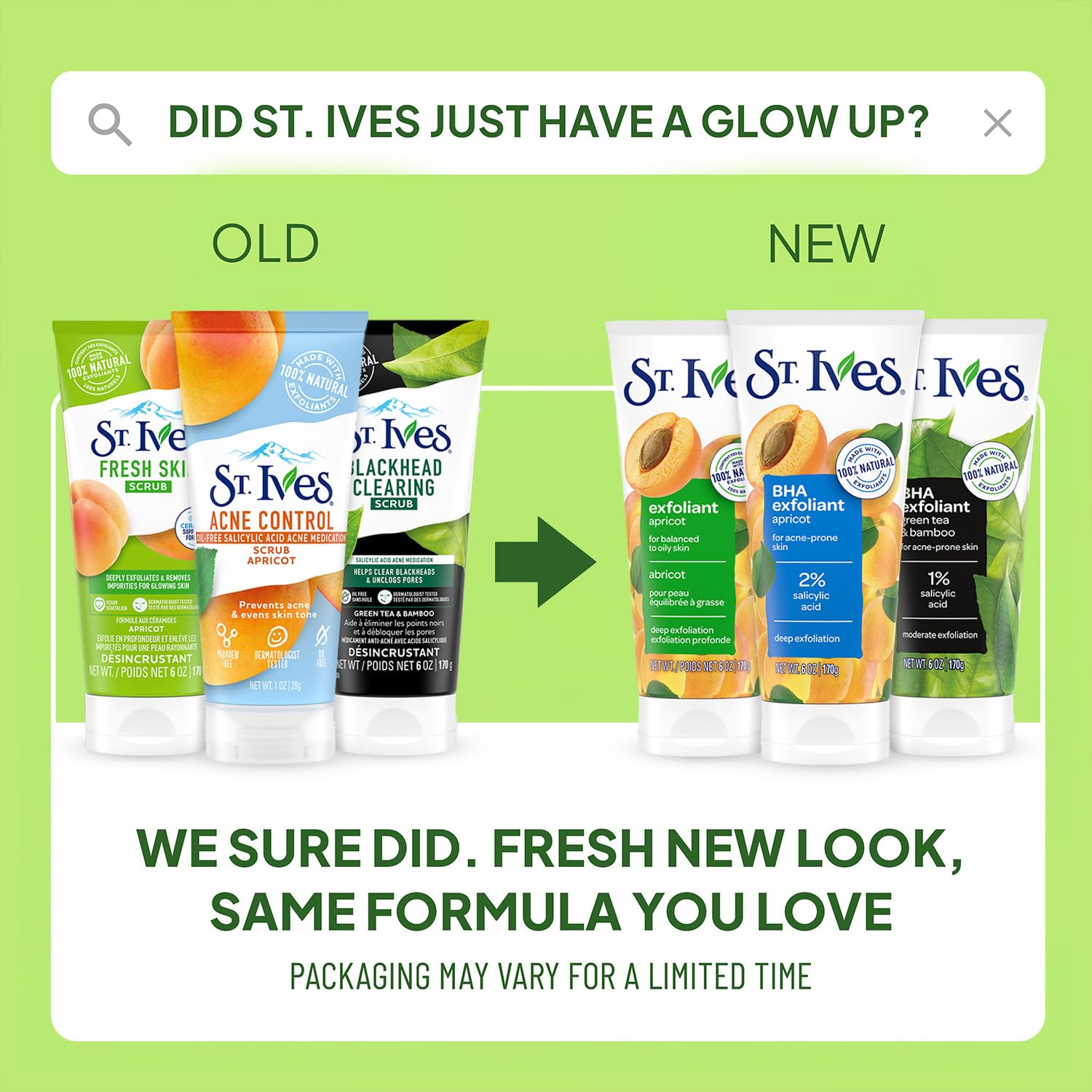 St. Ives Facial Scrub Variety 2-Pack – Apricot & Green Tea Exfoliants, 6 oz Each