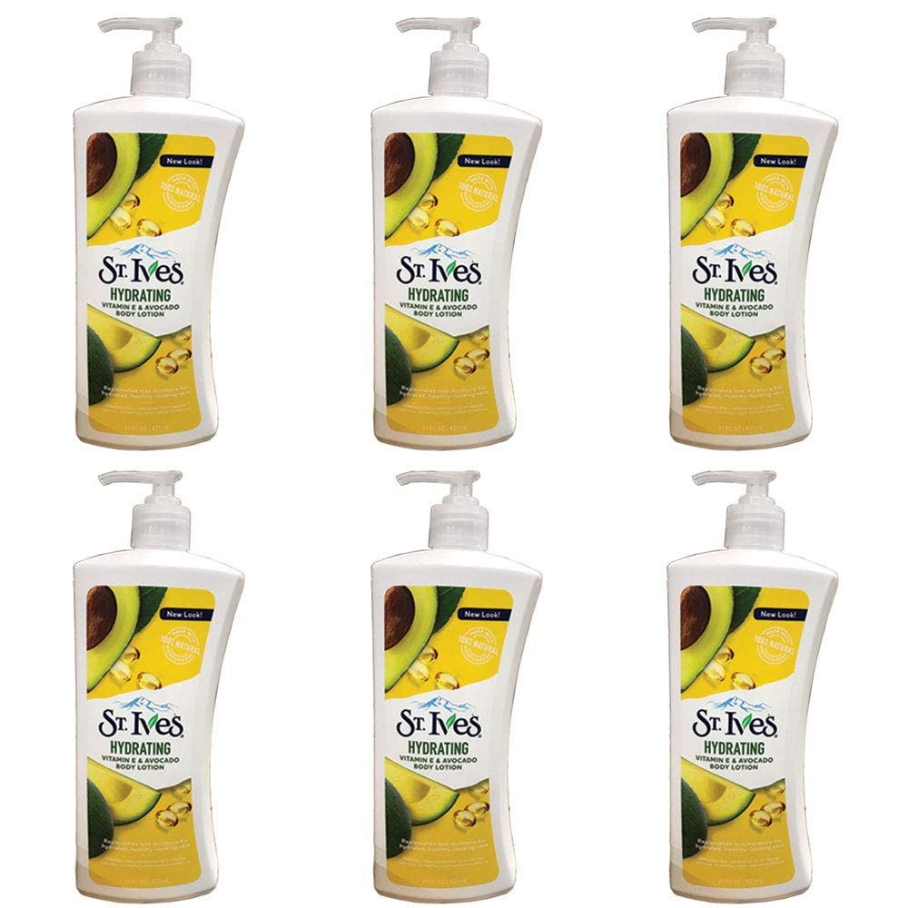 St. Ives Daily Hydrating Vitamin E & Avocado Body Lotion – 21 oz (Pack of 6)