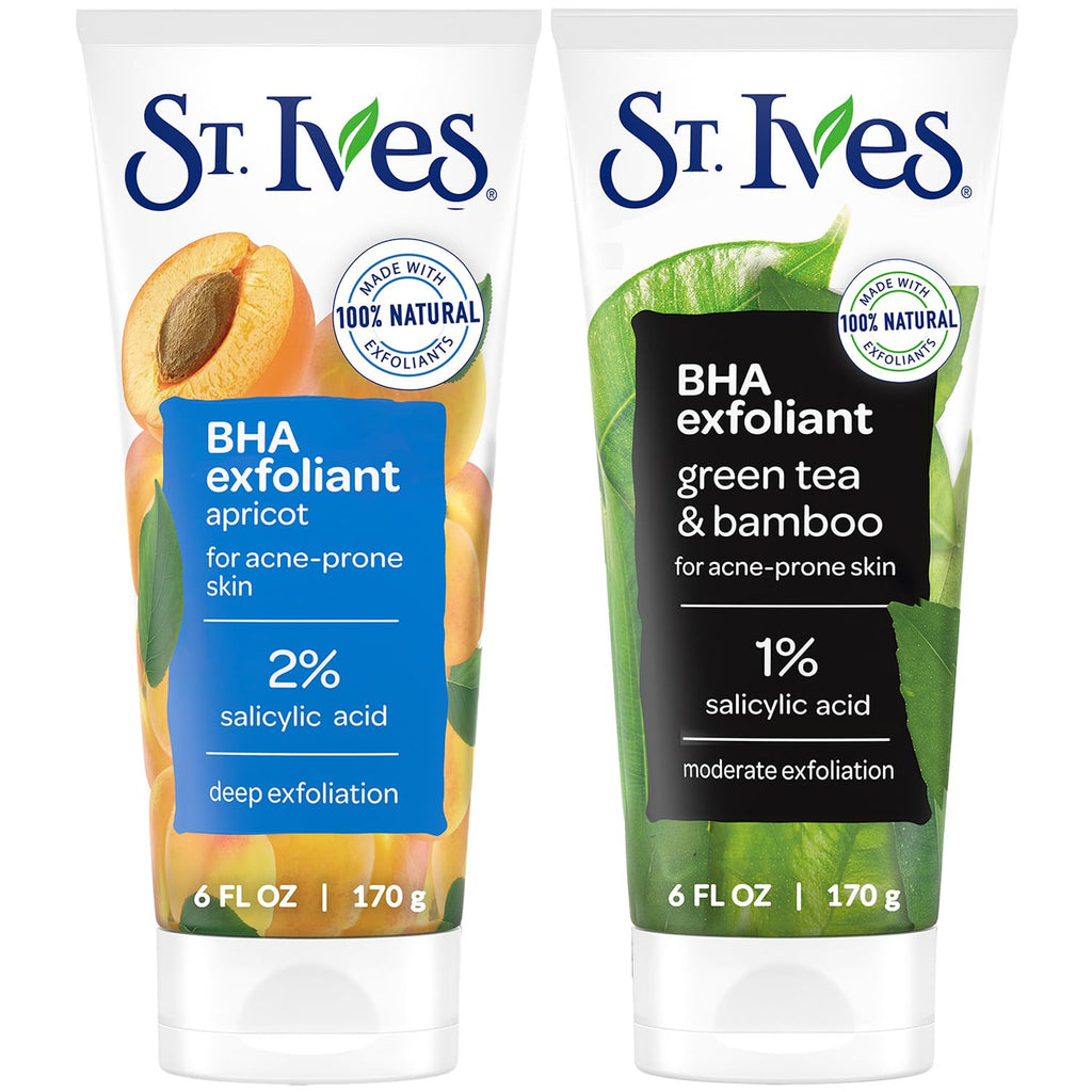 St. Ives Facial Scrub Variety 2-Pack – Apricot & Green Tea Exfoliants, 6 oz Each
