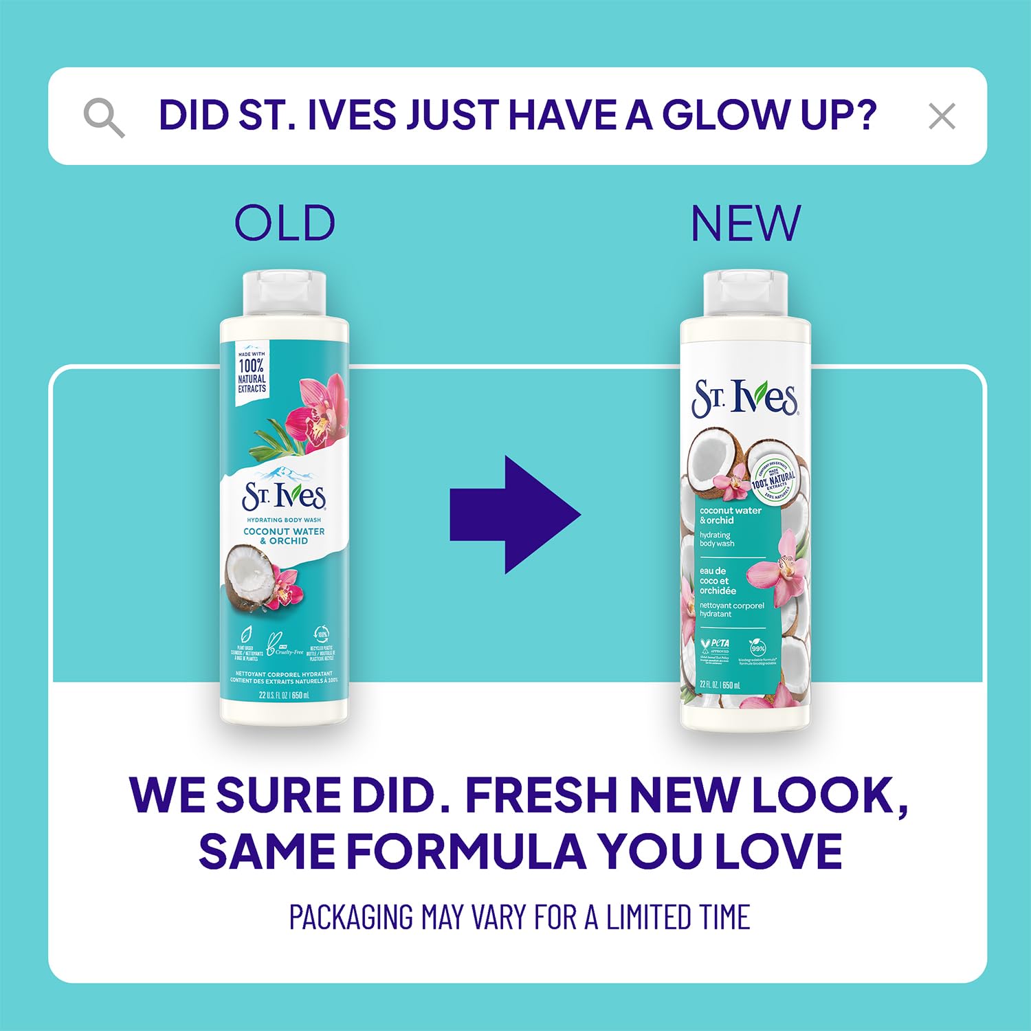 St. Ives Coconut Water & Orchid Hydrating Shower Gel 2-Pack – 22 oz Each | 100% Natural Extracts