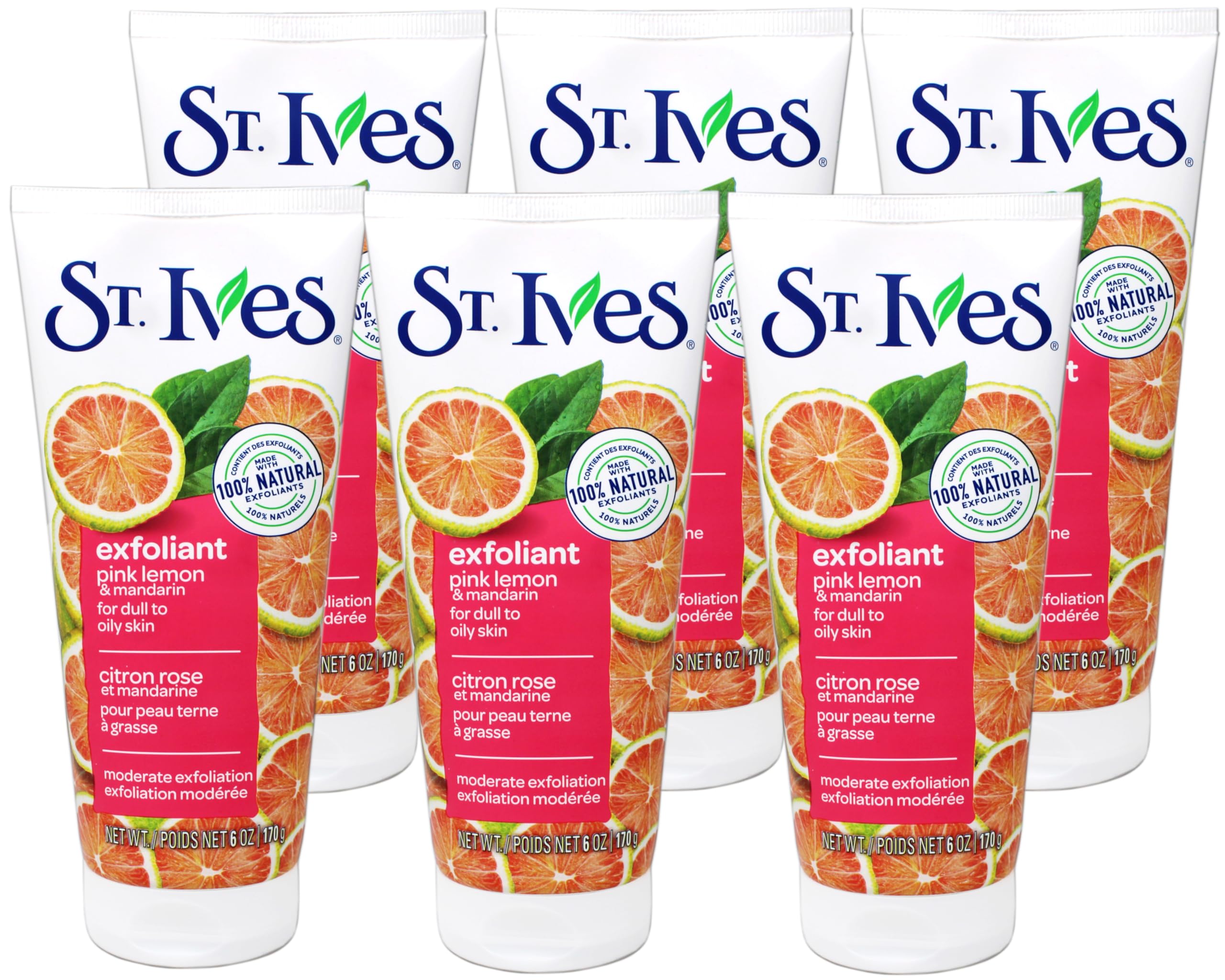 St. Ives Radiant Skin Pink Lemon & Mandarin Orange Face Scrub 6 oz Pack of 6