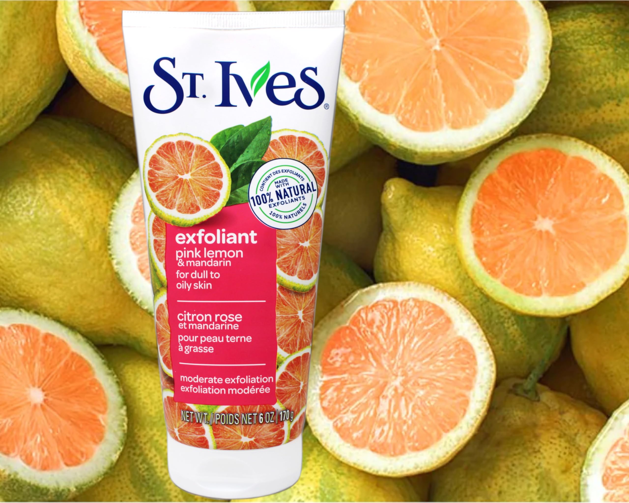 St. Ives Radiant Skin Pink Lemon & Mandarin Orange Face Scrub 6 oz Pack of 6