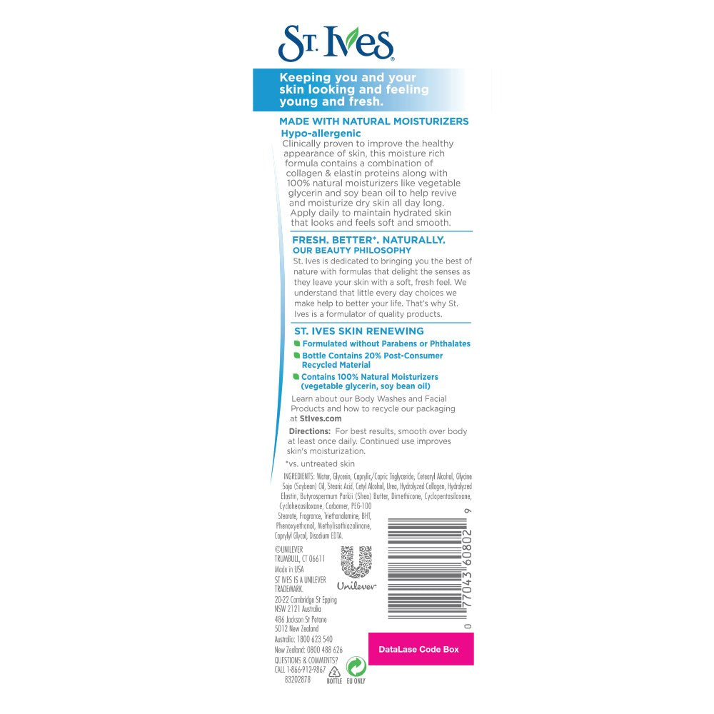 St. Ives Renewing Collagen and Elastin Hand & Body Lotion – Hydration & Elasticity