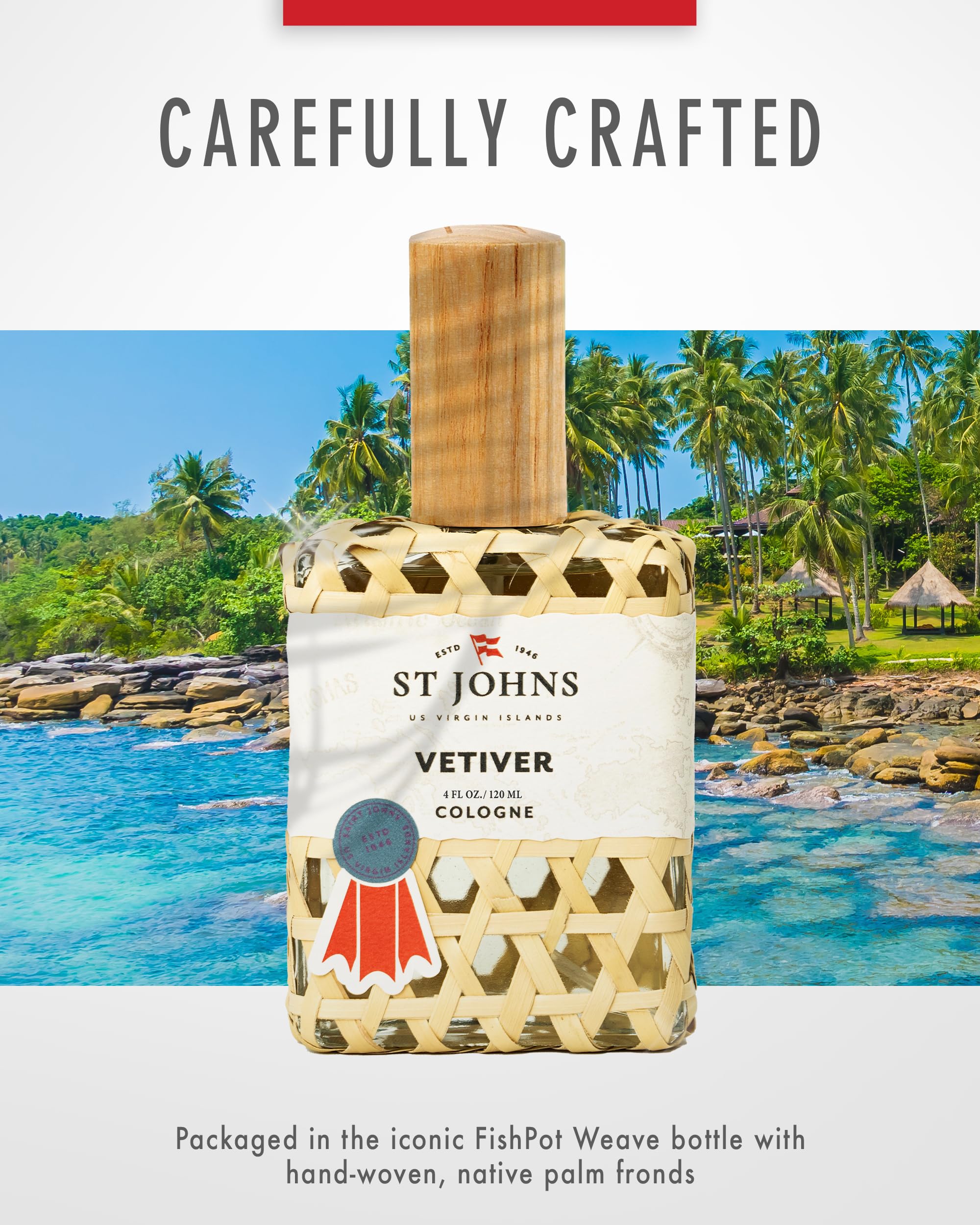 St. John Classic Vetiver — Virgin Islands Inspired Fresh Cologne for Men | 4 oz Spray