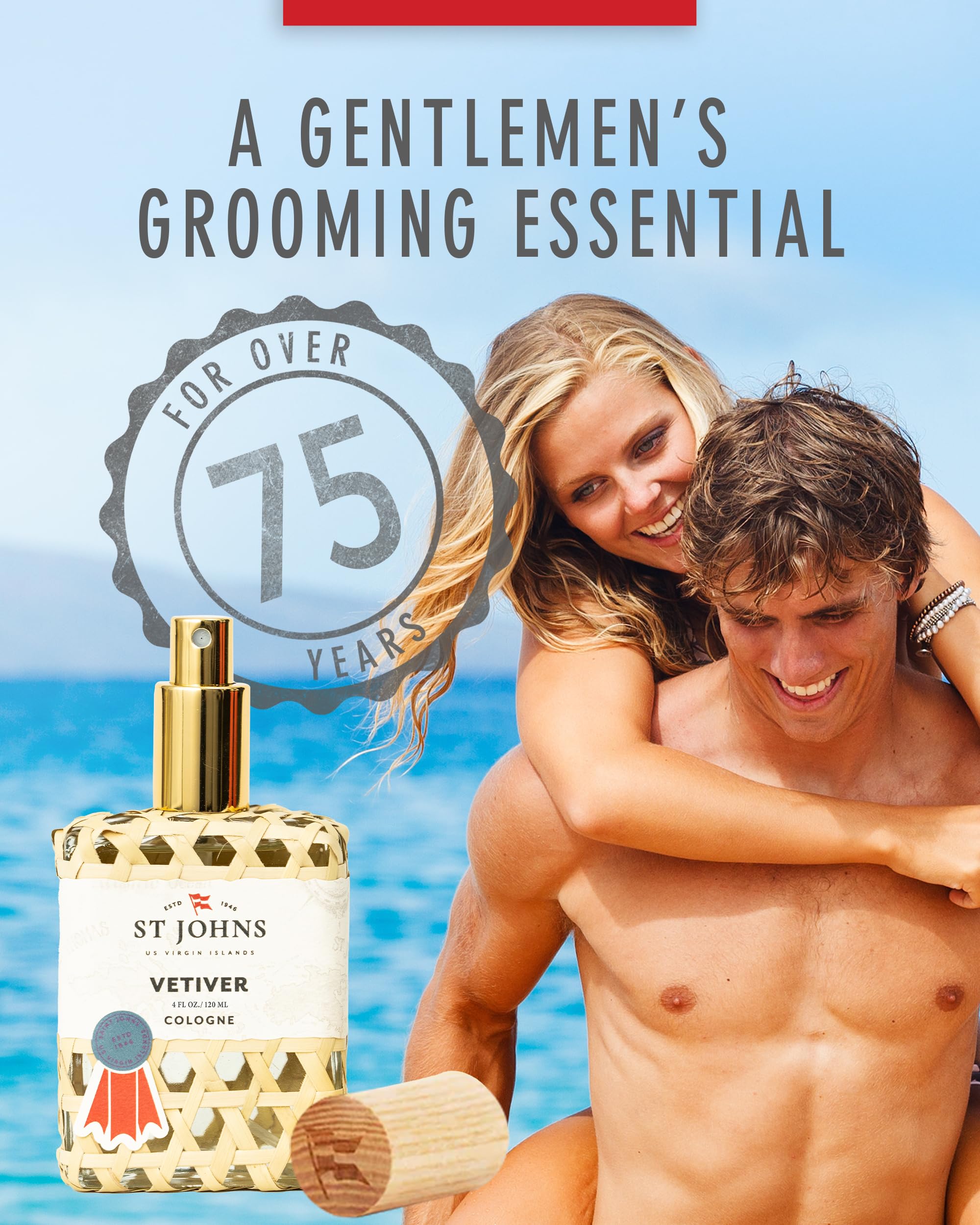 St. John Classic Vetiver — Virgin Islands Inspired Fresh Cologne for Men | 4 oz Spray