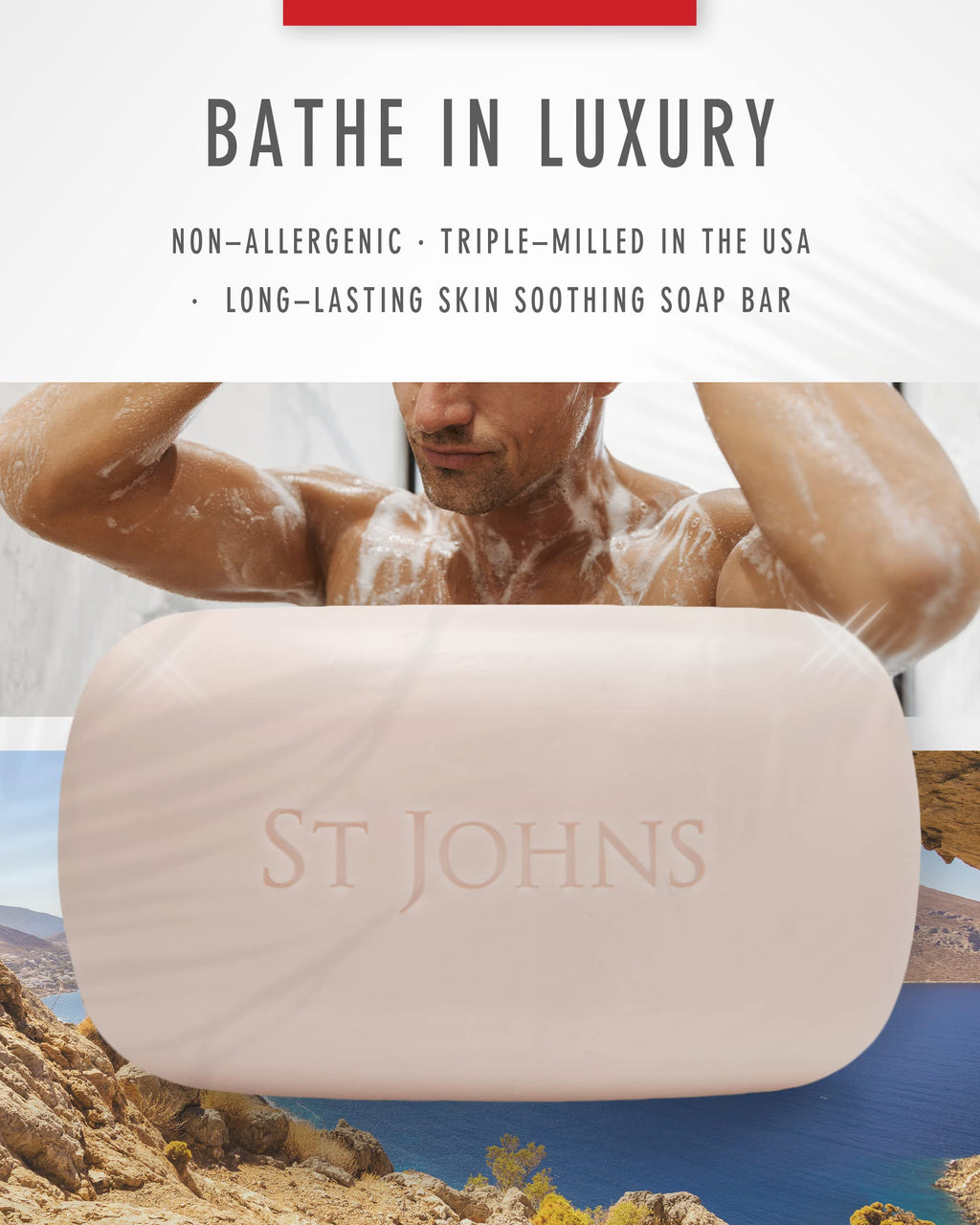 St. John No. 77 Luxury Soap Bar for Men – 7 oz Creamy Scented Lather