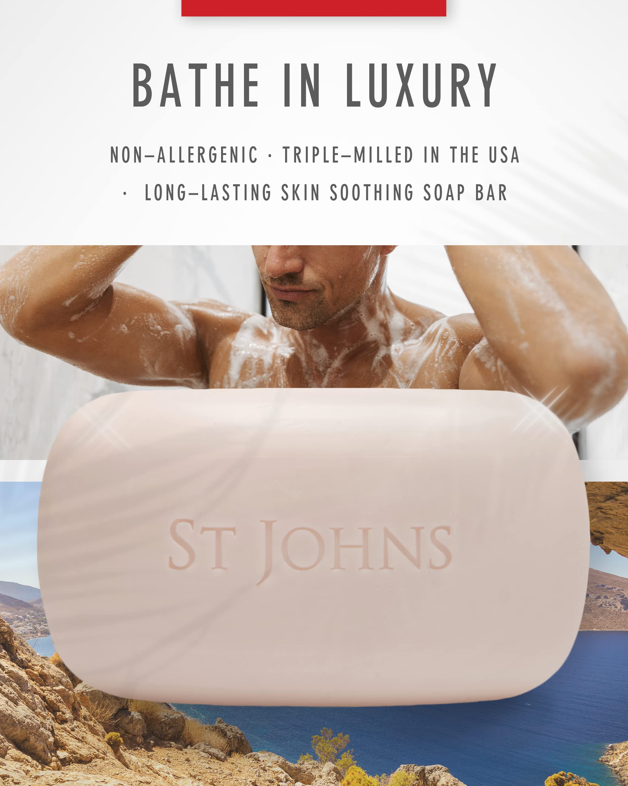 St. John No. 77 Luxury Soap Bar for Men – 7 oz Creamy Scented Lather