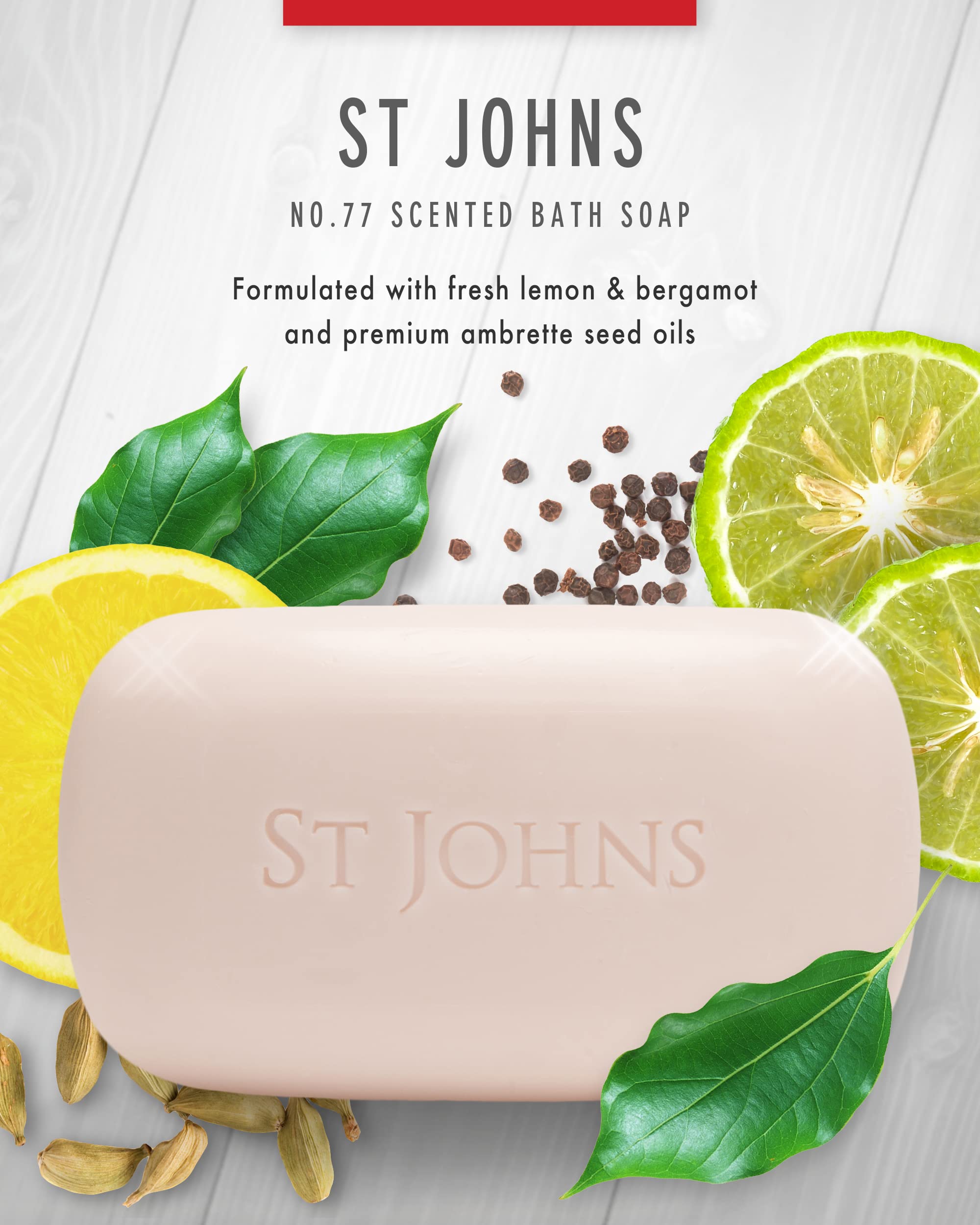 St. John No. 77 Luxury Soap Bar for Men – 7 oz Creamy Scented Lather