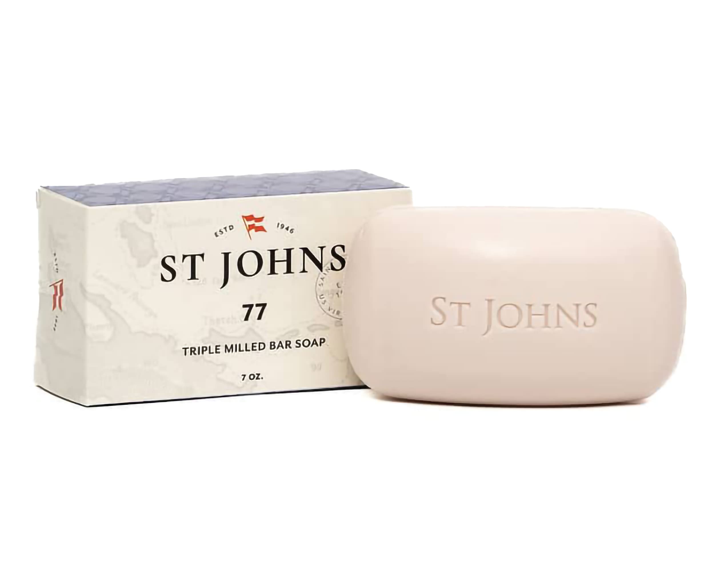 St. John No. 77 Luxury Soap Bar for Men – 7 oz Creamy Scented Lather