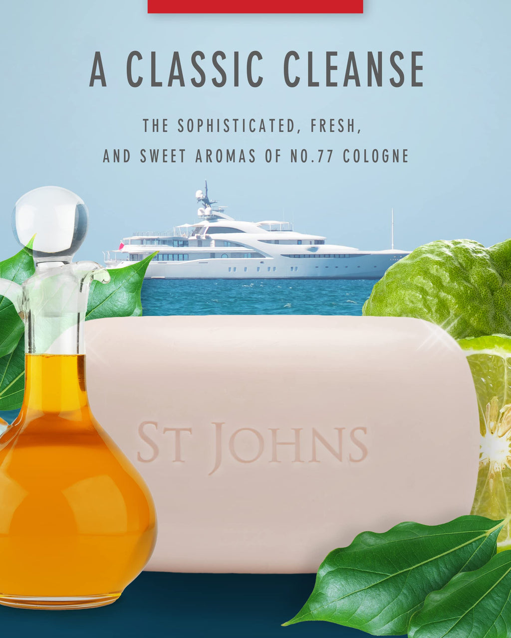 St. John No. 77 Luxury Soap Bar for Men – 7 oz Creamy Scented Lather